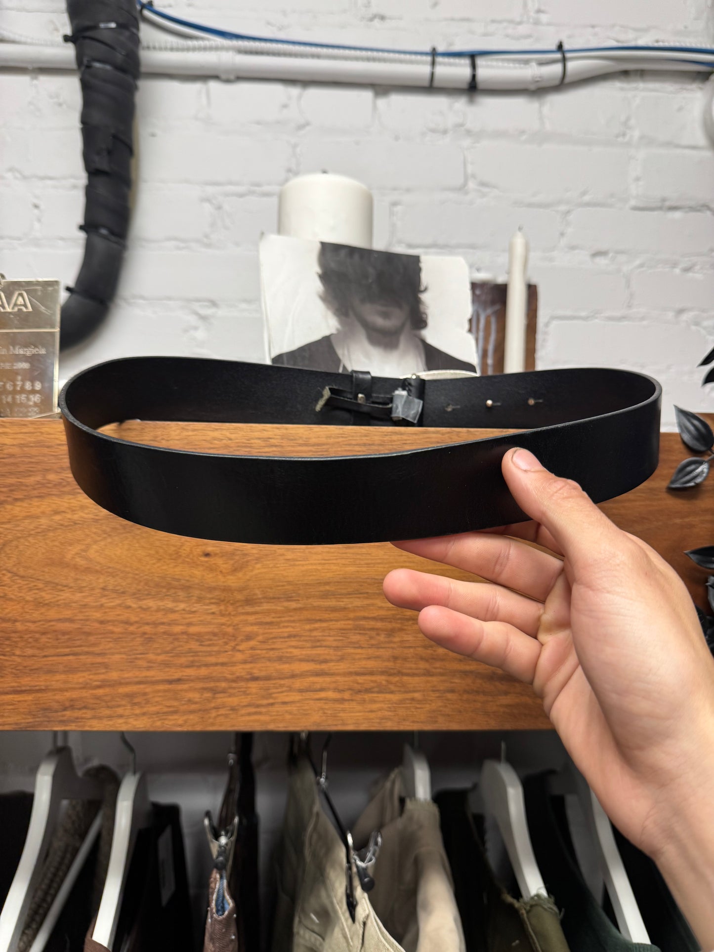Diesel Silver ‘Logo Buckle’ Black Leather Belt