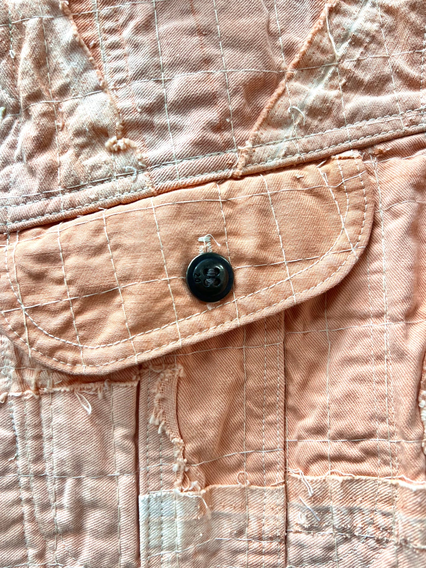Greg Lauren Pink Denim Reconstructed Denim Jacket
