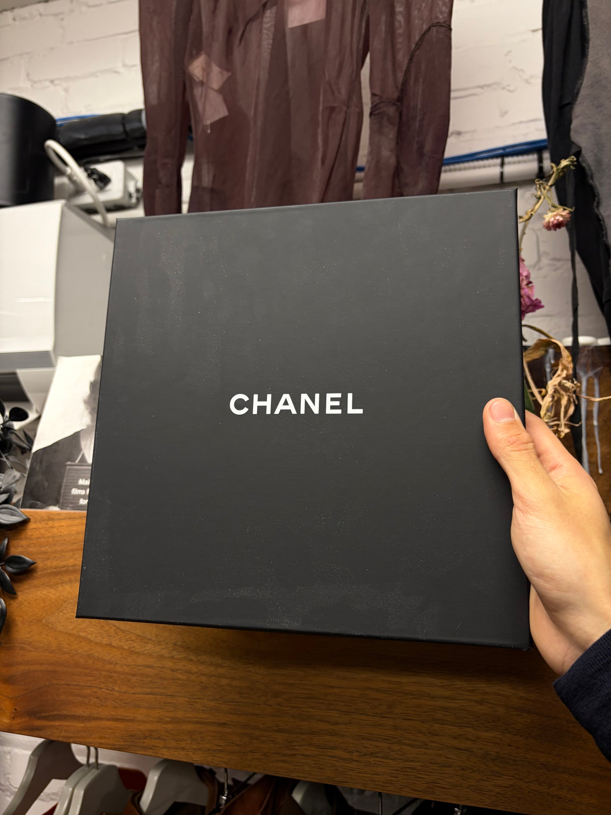 Chanel Ribbed Black Thick Cashmere Beanie with Tweed Patch Logo