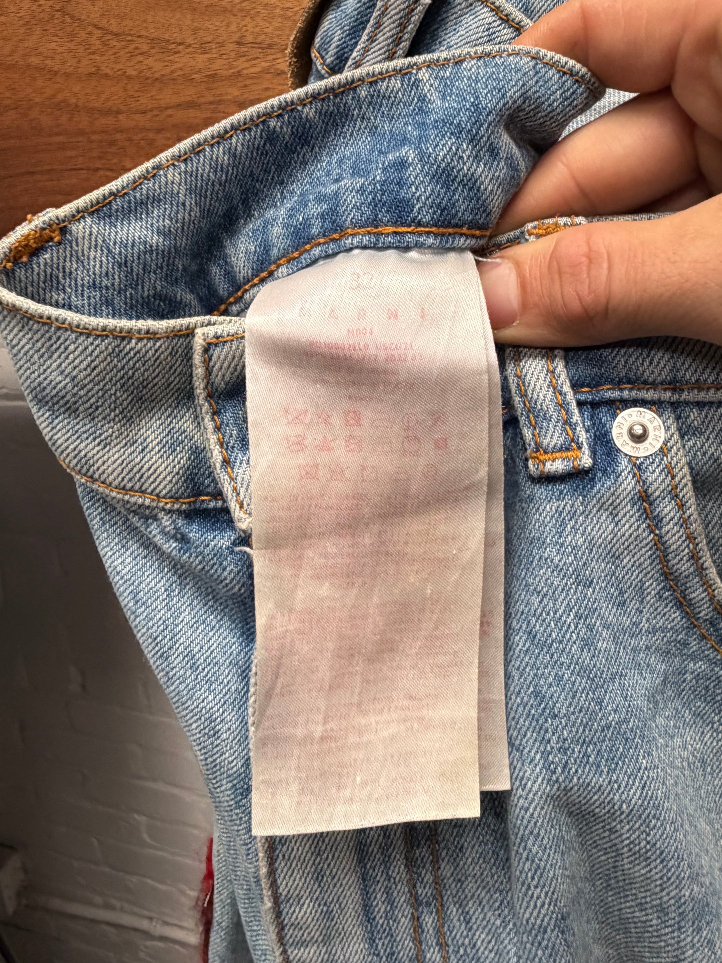 Marni Mohair Patch Straight Leg Washed Blue Denim