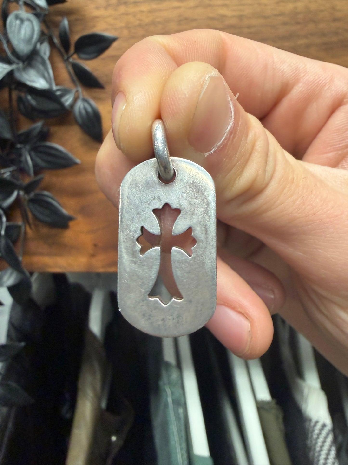 Chrome Hearts ‘Cutout Cross’ 925 Silver Dogtag Pendant