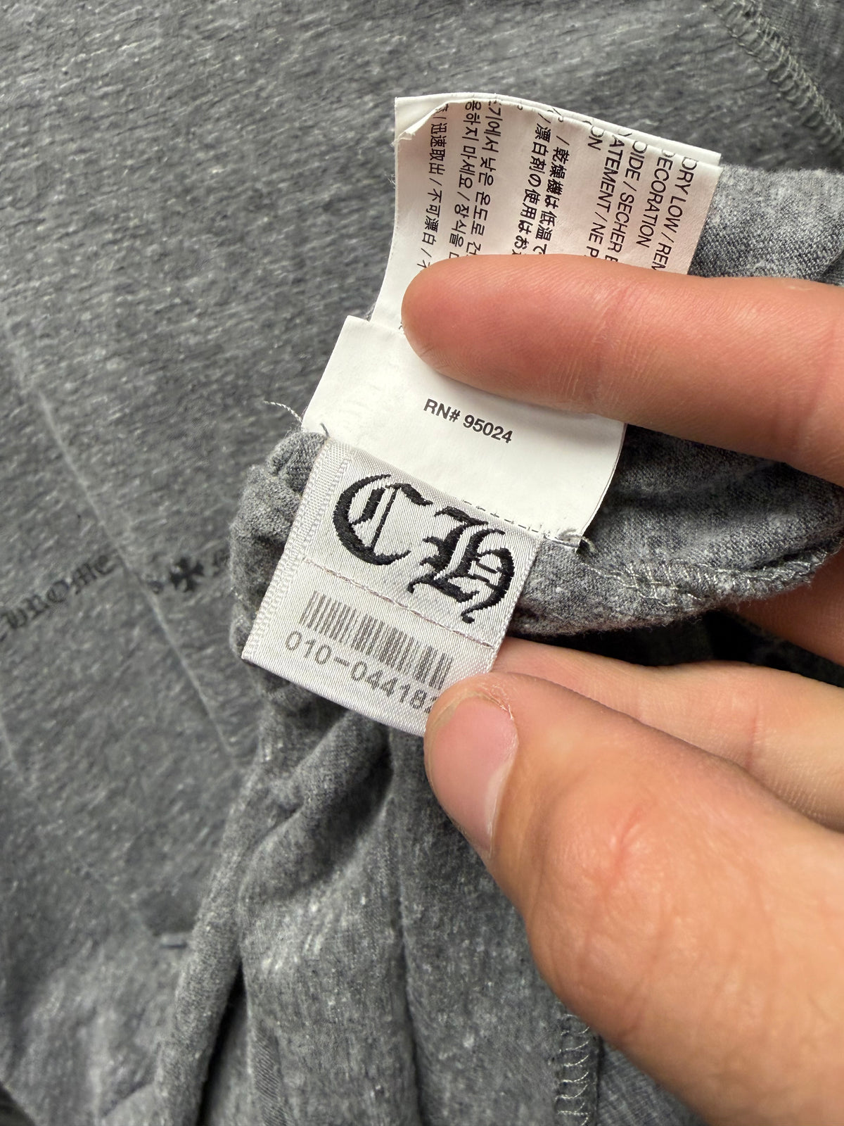 Chrome Hearts Plus Cross ‘Flooded Sleeve’ Grey Henley Cotton Shirt