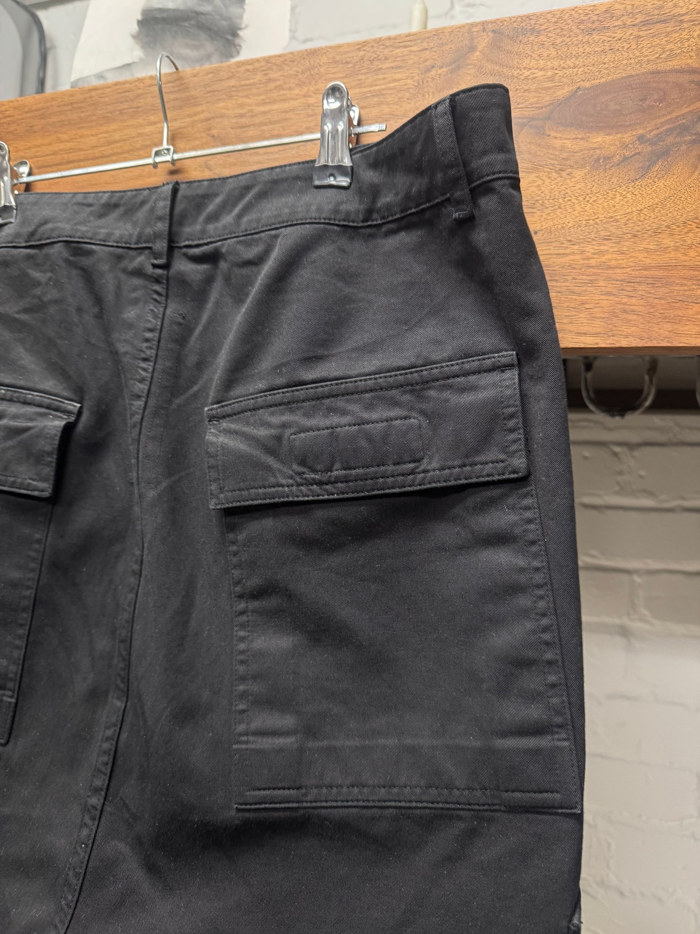 Rick Owens DRKSHDW Wide Leg Black Cargo Pants