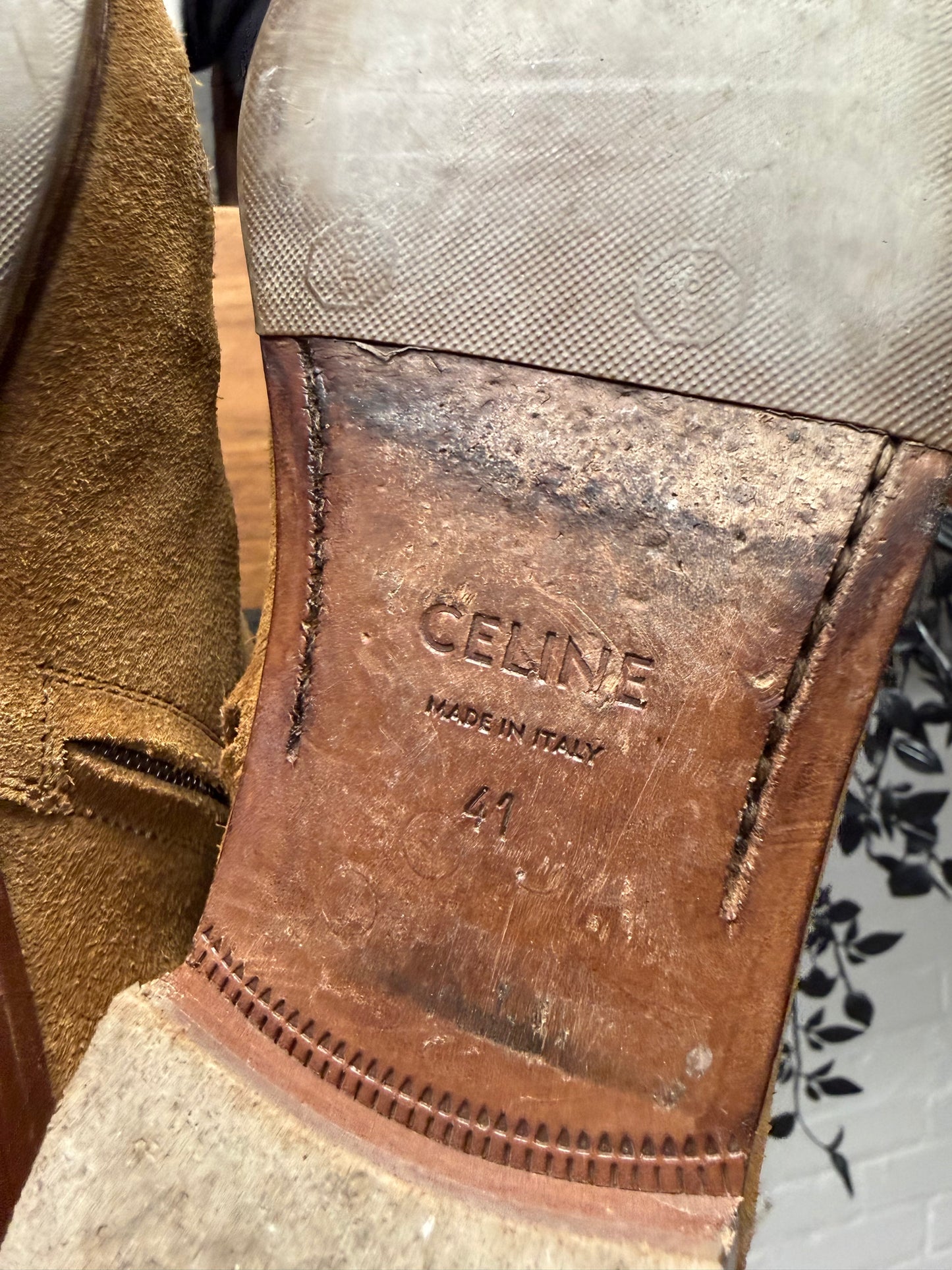 Celine by Hedi Slimane ‘Jacno’ Brown Suede Pointed Toe Boots