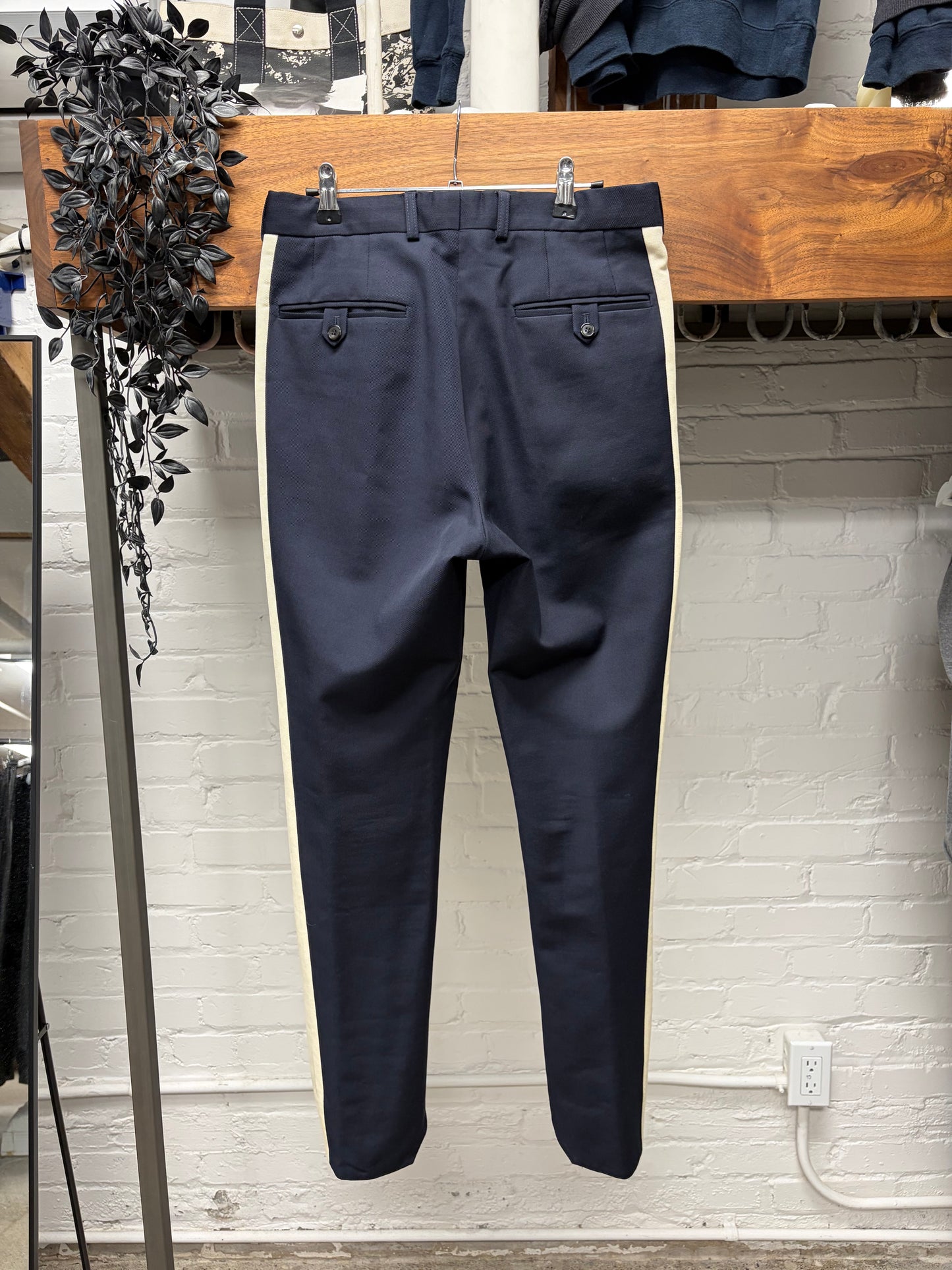 Dries Van Noten ‘Marching Band’ Striped Navy/Blue Slim Cut Trousers