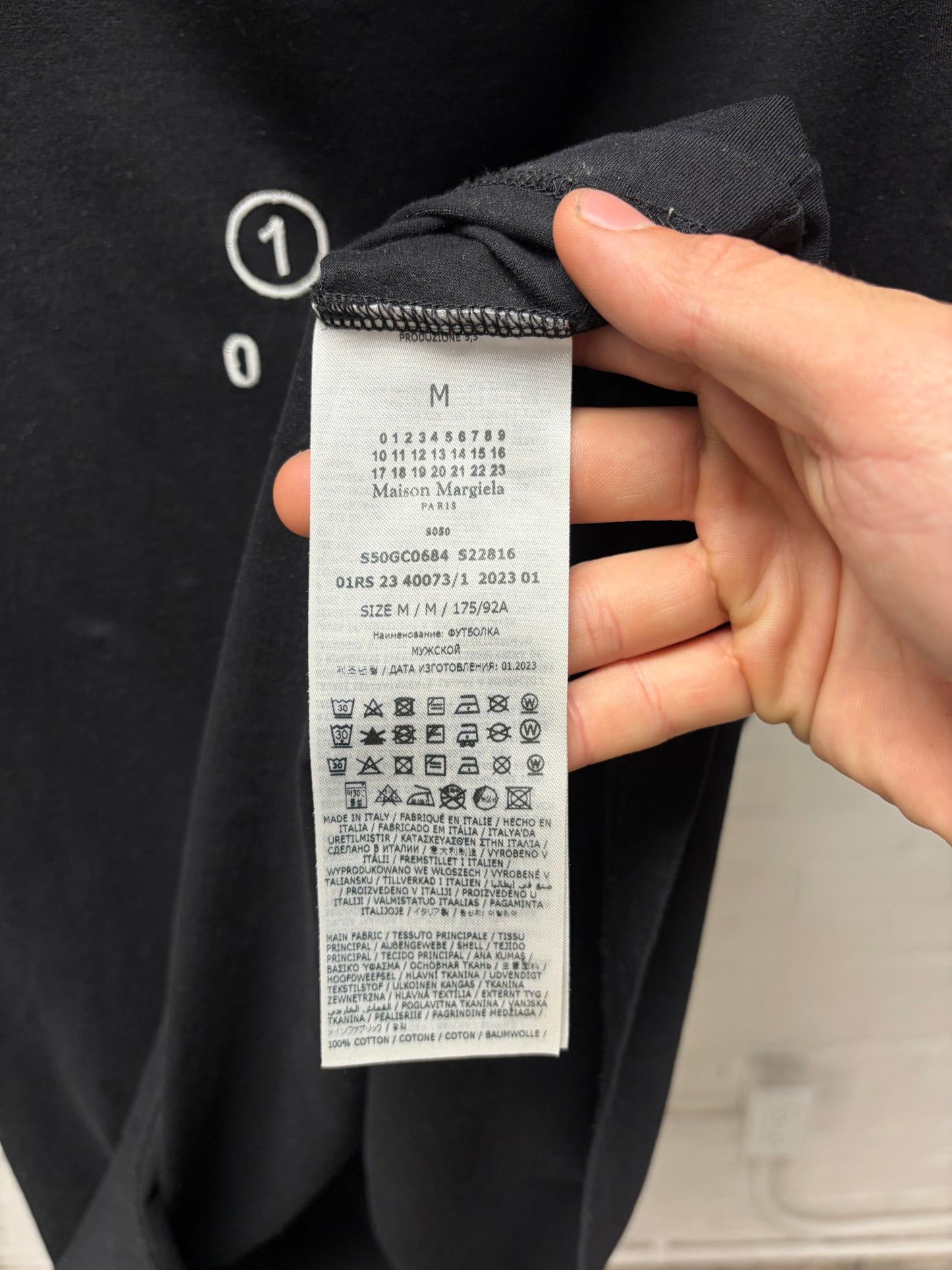 Maison Margiela ‘Numeric Logo’ Embroidered Black T-Shirt