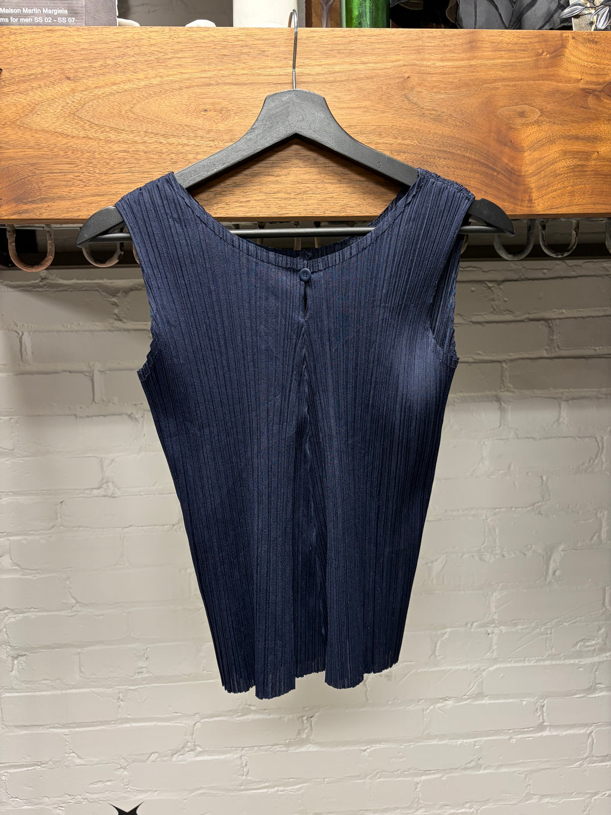 Issey Miyake ‘Pleats Please’ Navy Blue Tank Top
