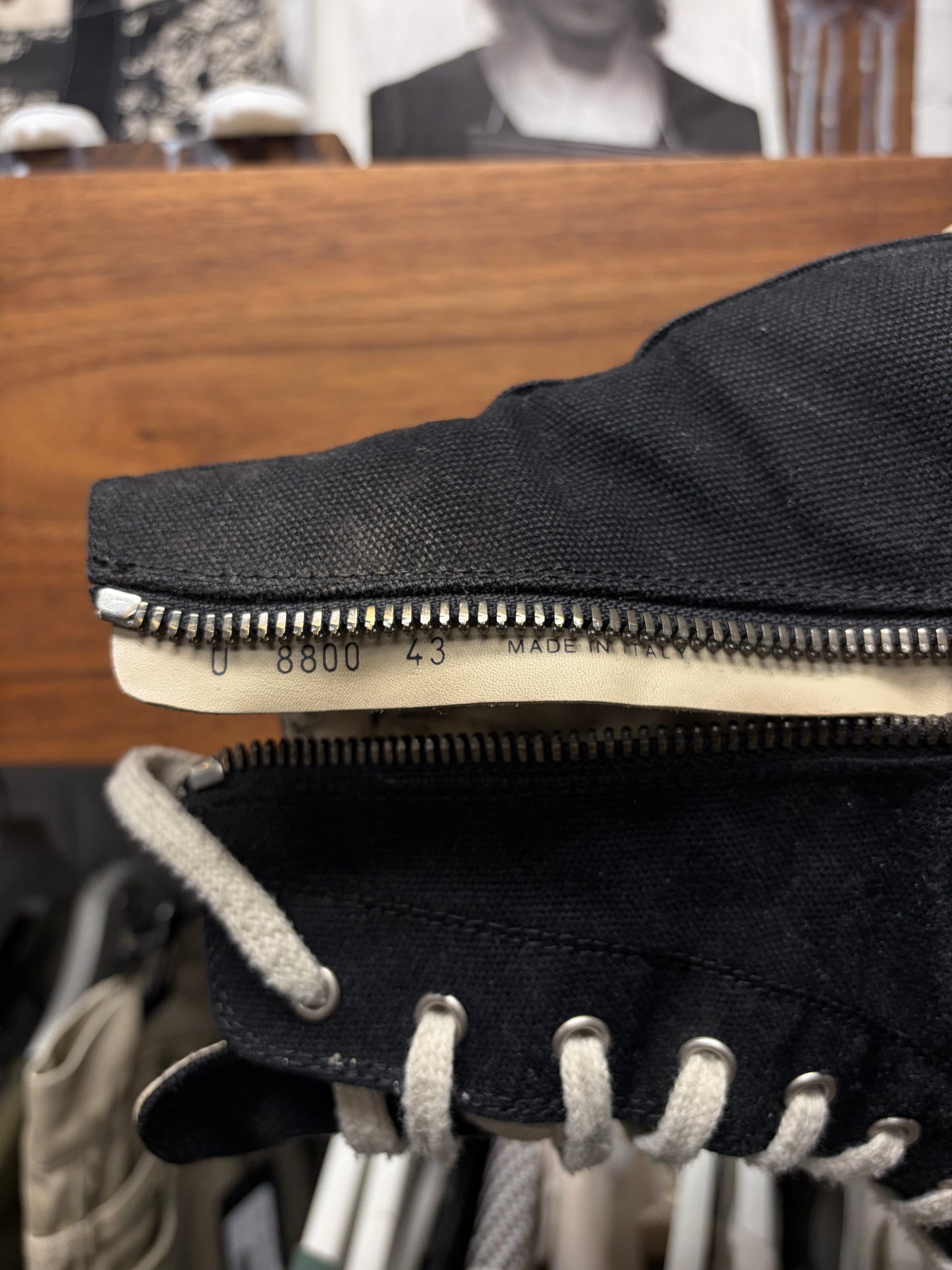 Rick Owens DRKSHDW Black Canvas ‘Ramones’ High Top Sneakers