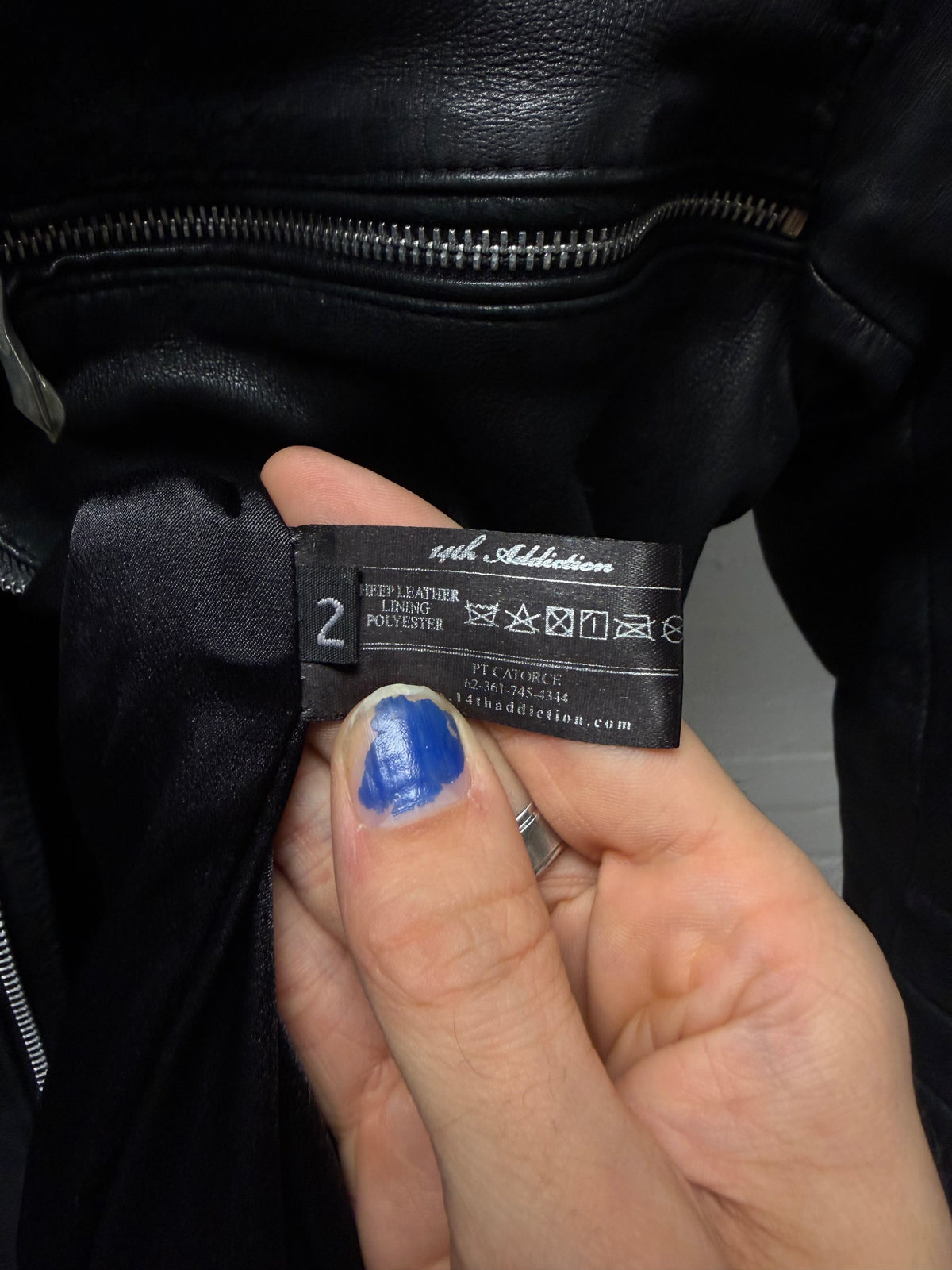 14th Addiction ‘Cross Zip’ Black Lambskin Leather Jacket