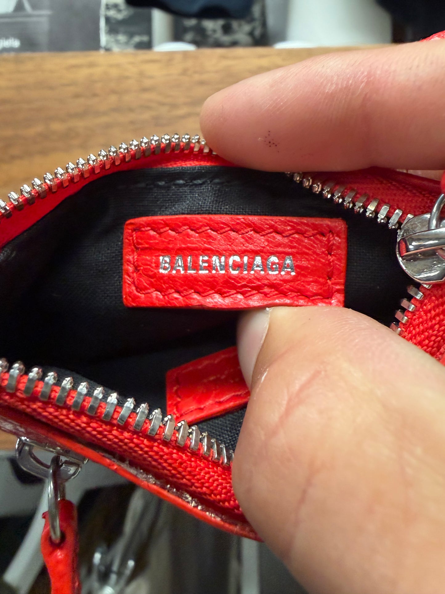 Balenciaga ‘Le Cagole’ Red Leather Cardholder Wallet