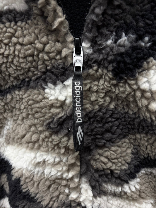 2024 Balenciaga ‘Skiwear Capsule Collection’ Oversized Snow Camo Fleece Hoodie