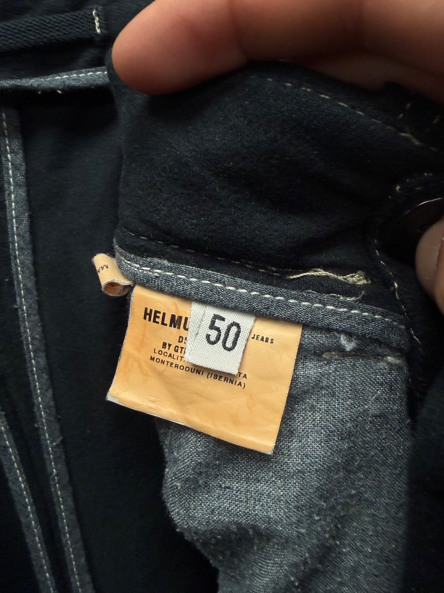 AW1999 Helmut Lang Runway Dark Blue Moleskin ‘Bondage’ Cargo Pants