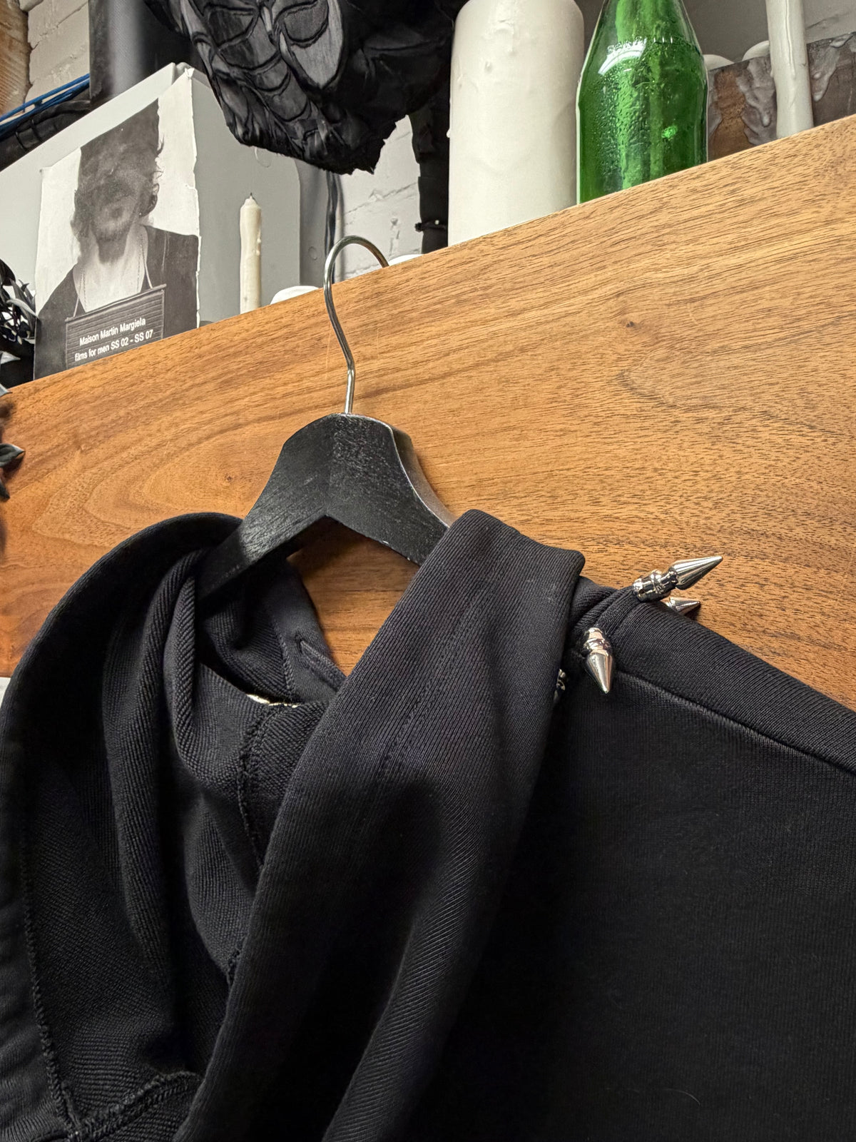 Helmut Lang Re-Edition ‘Spiked Collar’ Black Zip-Up Hoodie