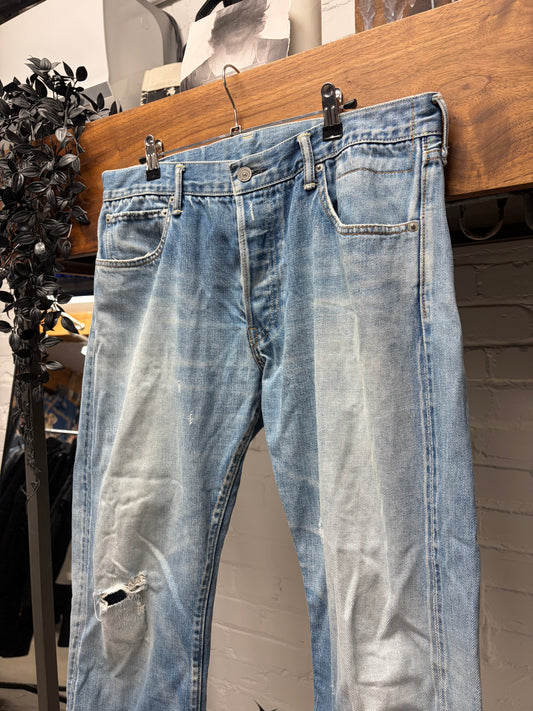 Visvim Washed Blue ‘Social Sculpture Denim’ Bootcut Blue Jeans