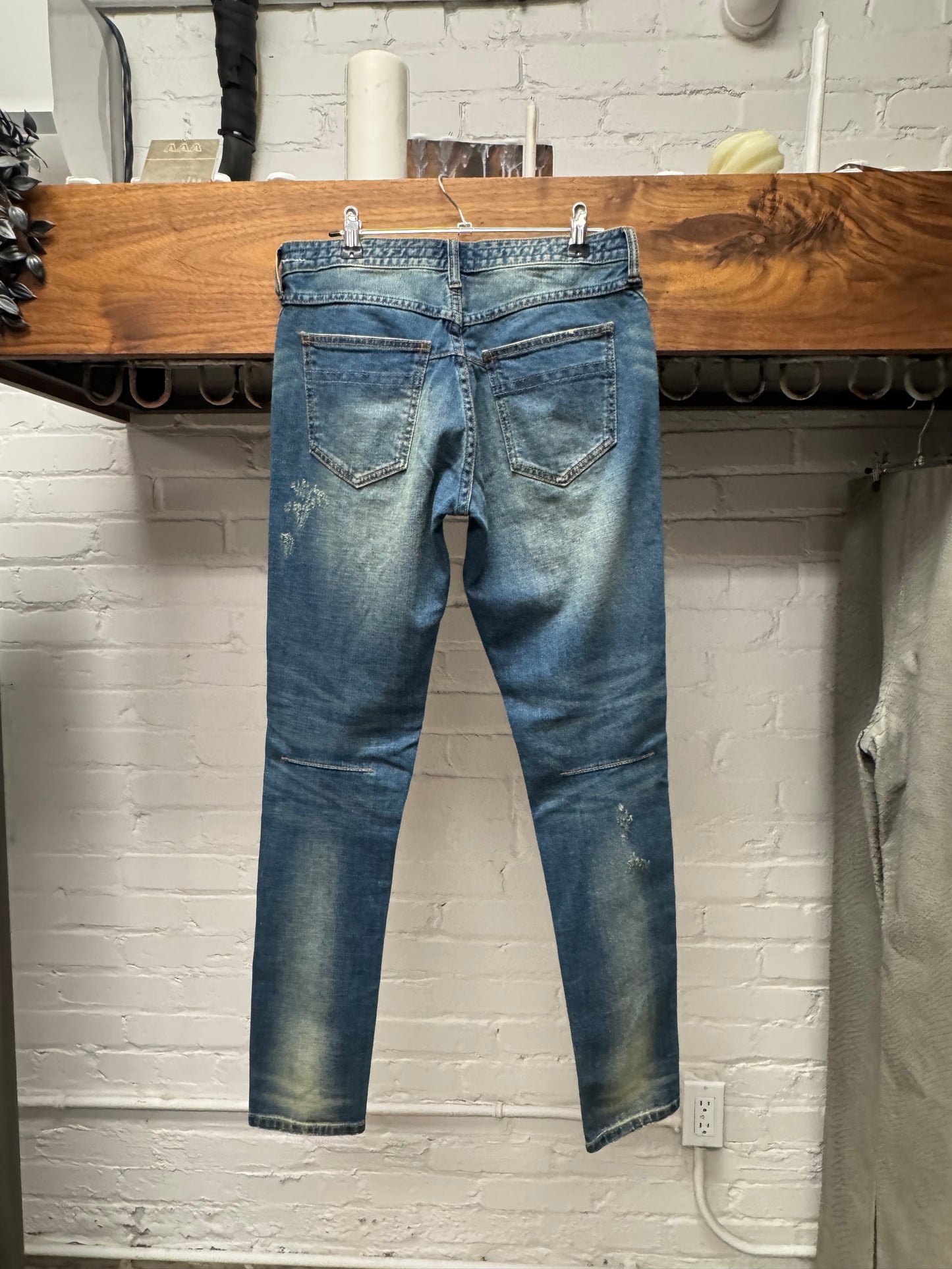 Number (N)ine Distressed Blue Skinny Jeans