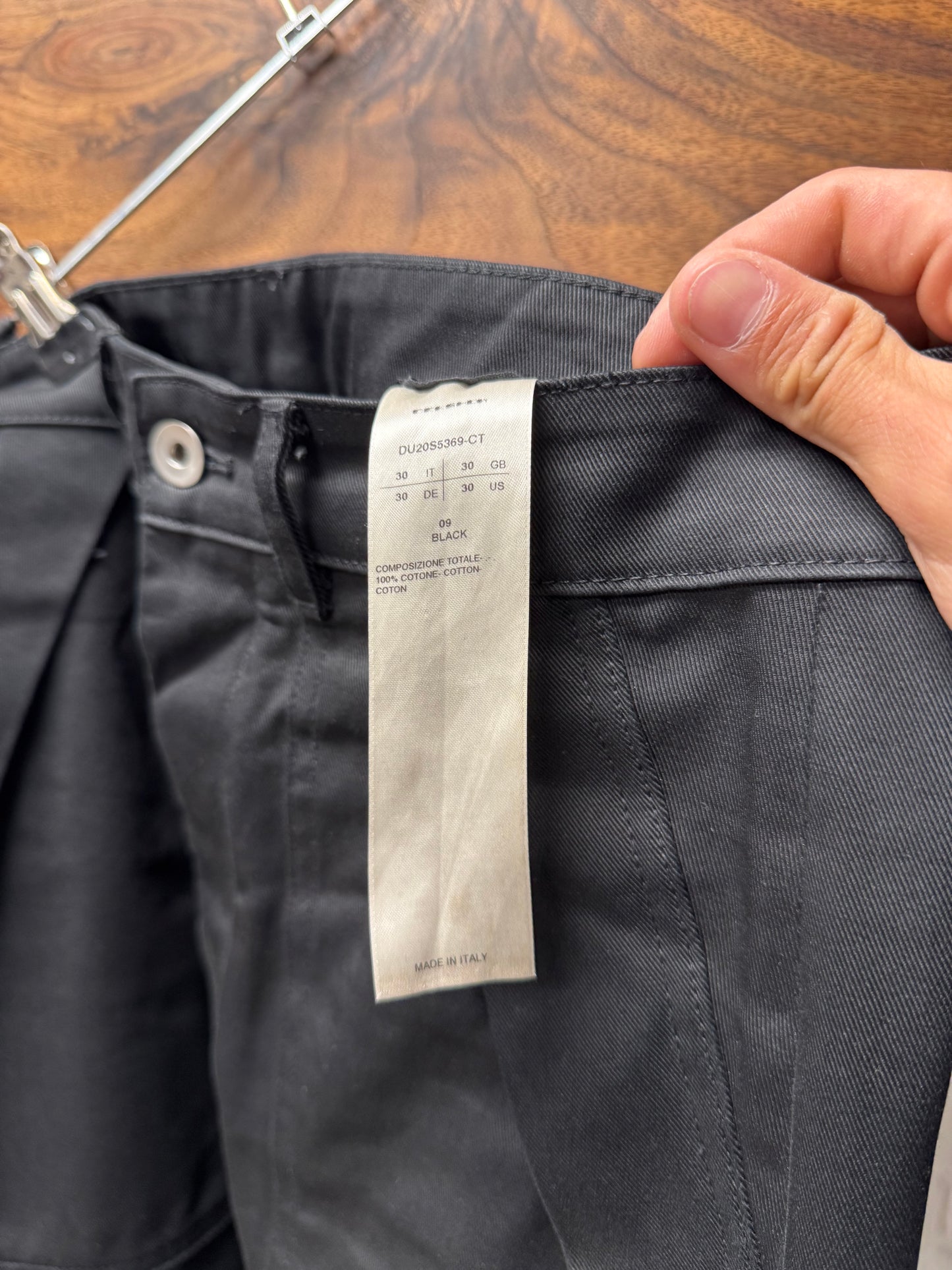 SS2020 Rick Owens ‘Tecuatl’ Black Flap Pocket Cargo Pants
