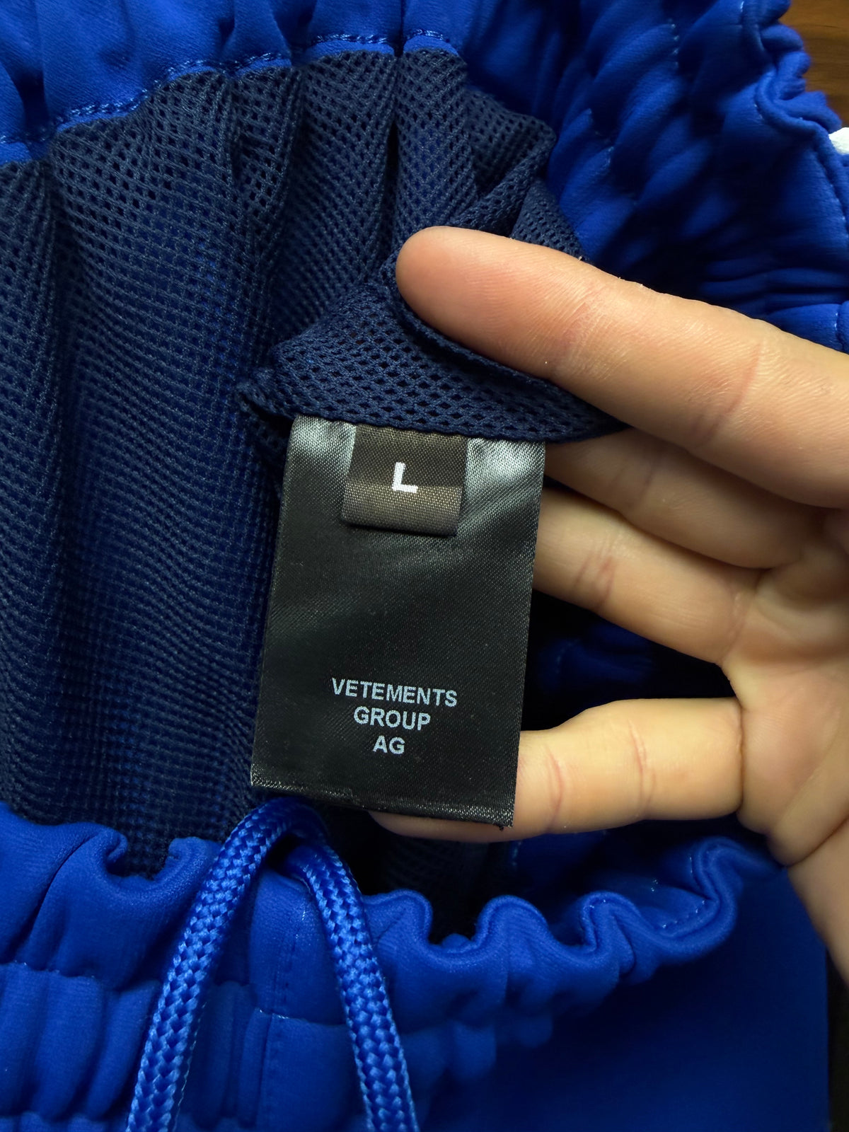 Vetements Blue/White Striped Drawstring Track Pants