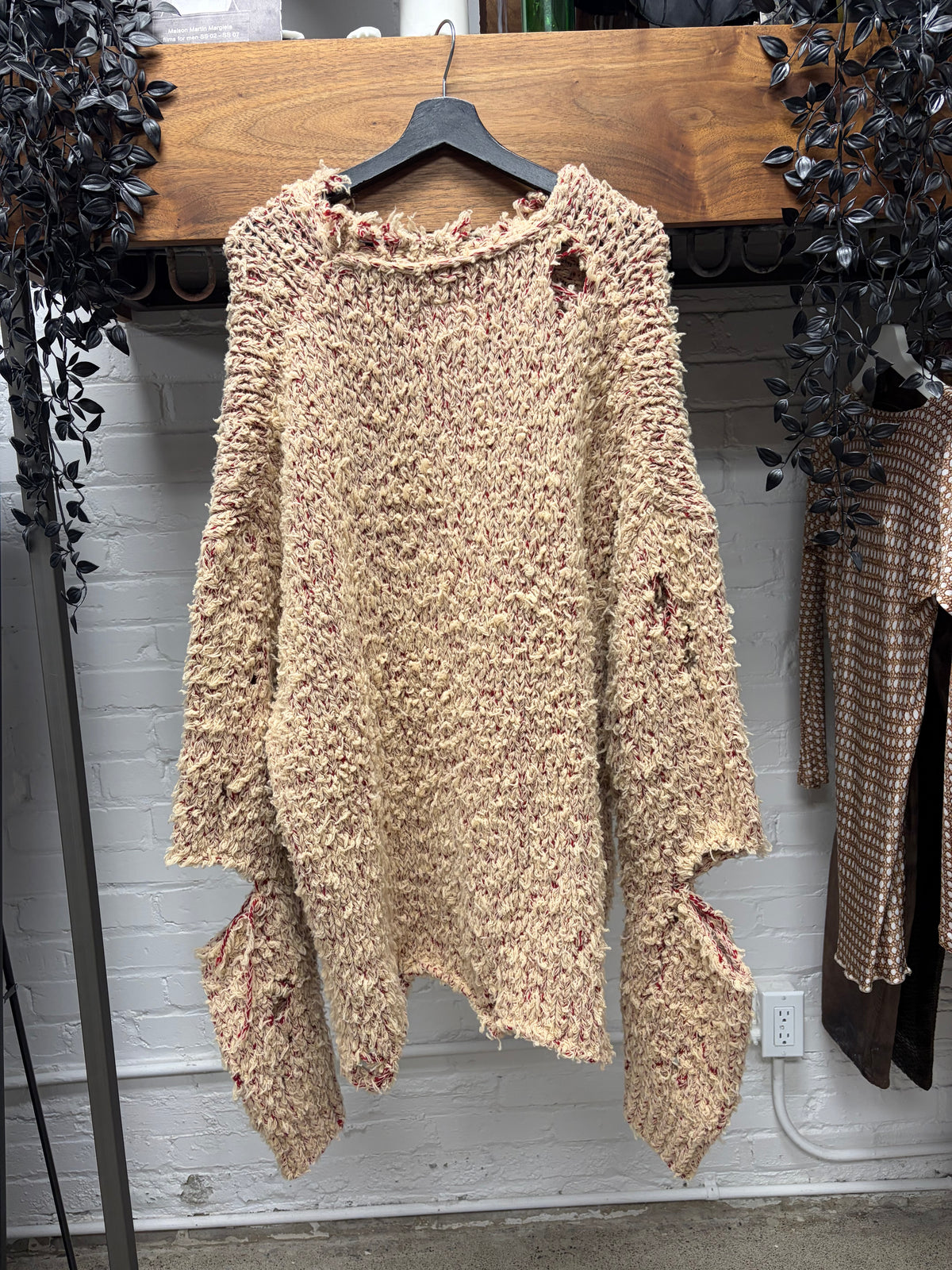 Doublet 1/23 Beige/Red ‘Damaged’ Oversized Knit Sweater