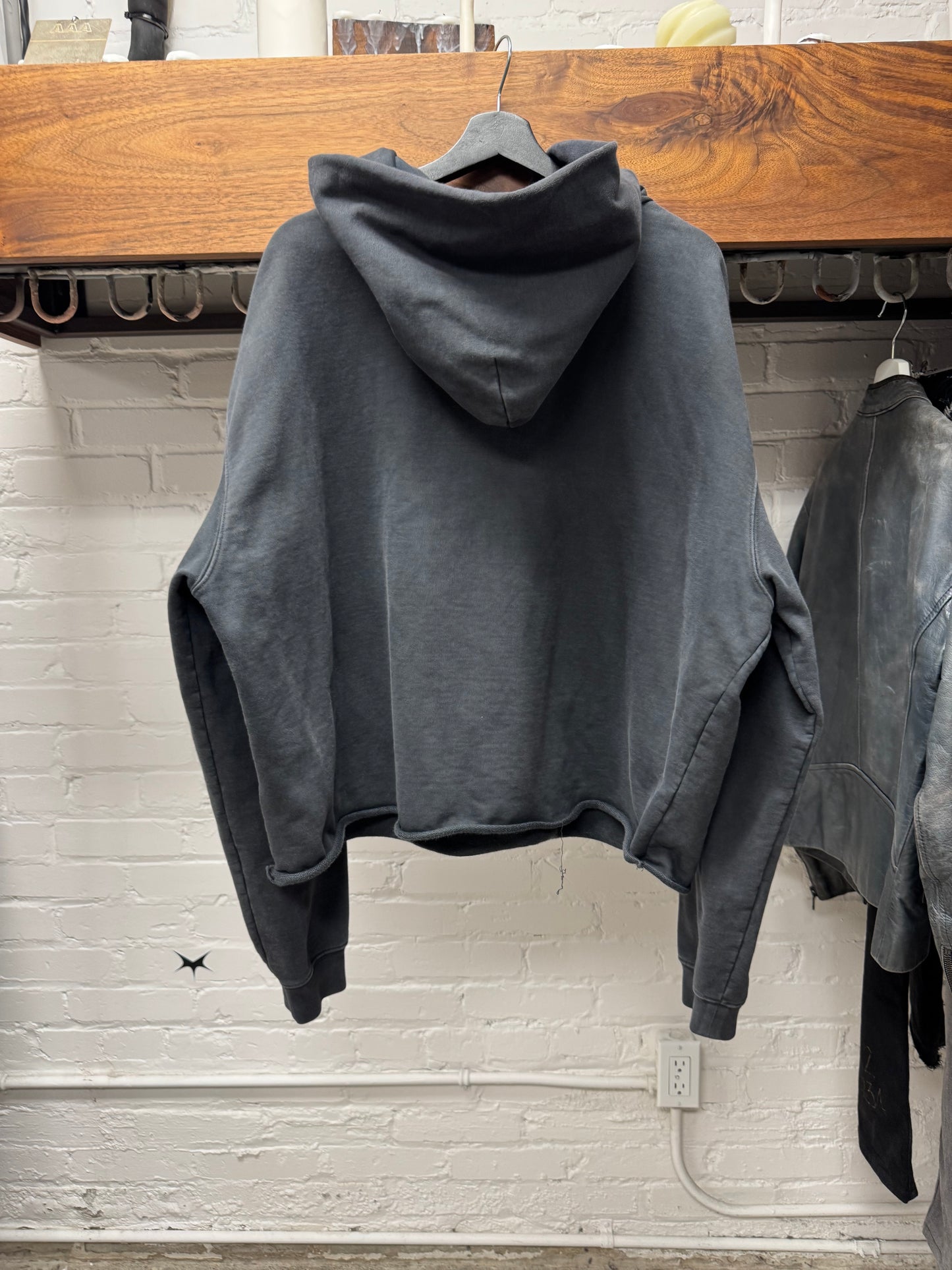 Maison Margiela ‘Raw Hem’ Cropped Jersey Cotton Logo Hoodie