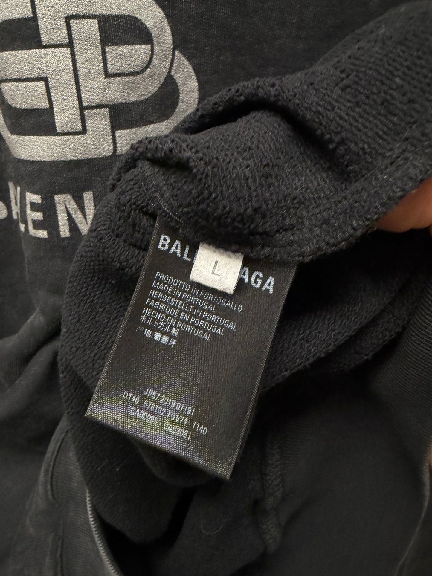 2019 Balenciaga Black/Silver ‘BB Crest Logo’ Pullover Sweatshirt