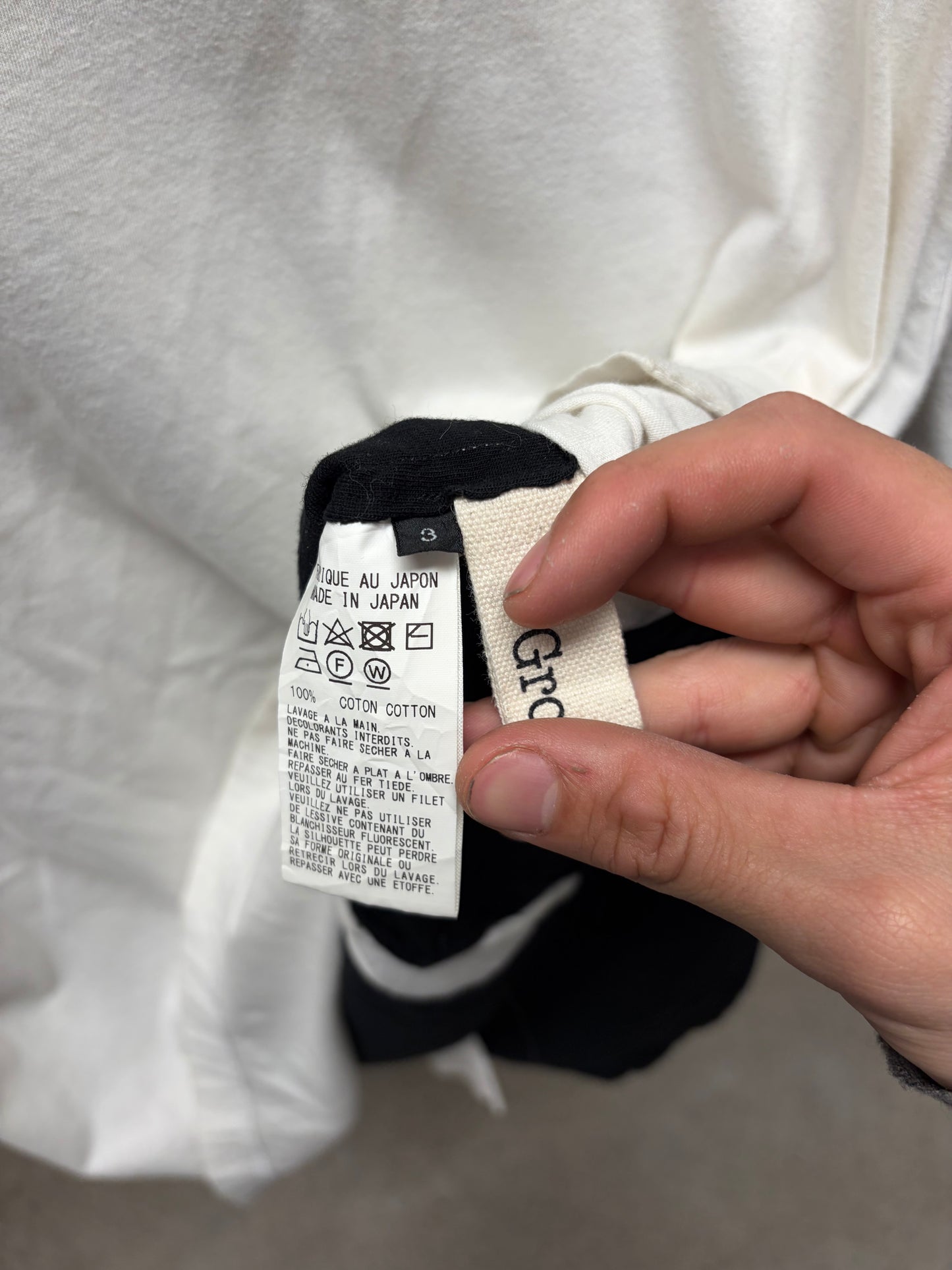 Yohji Yamamoto Ground Y ‘Woven Pattern’ White Long Sleeve Shirt