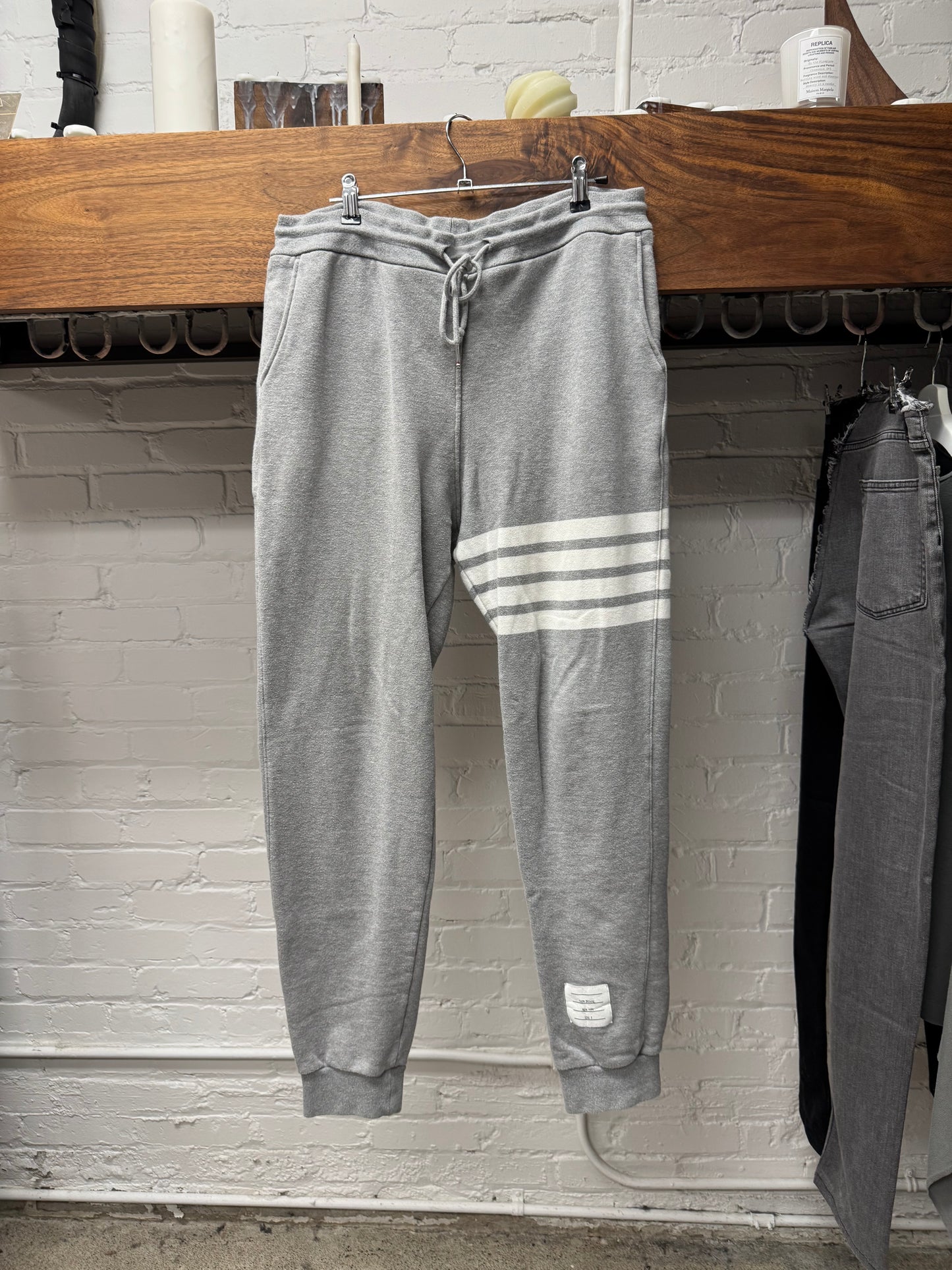 Thom Browne Grey ‘Striped Logo’ Sweatpants