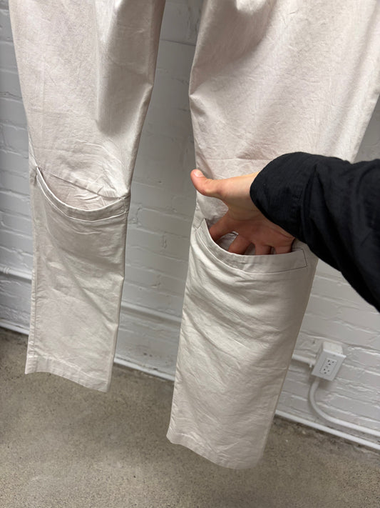 Vintage Helmut Lang Cream Cotton Pants with Back of Knee Pockets