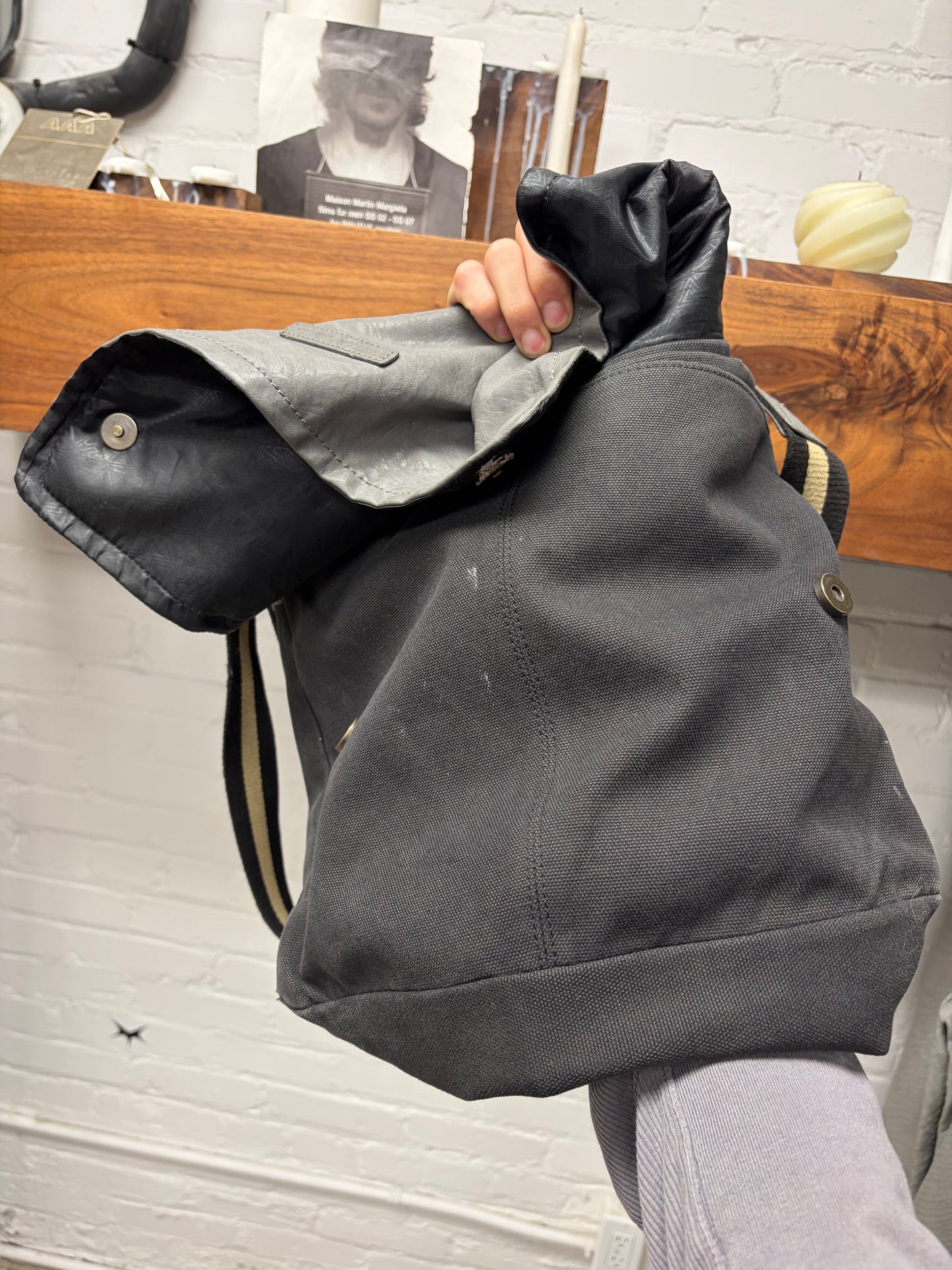 Marithe Francois Girbaud Leather/Canvas Crossbody Messenger Bag