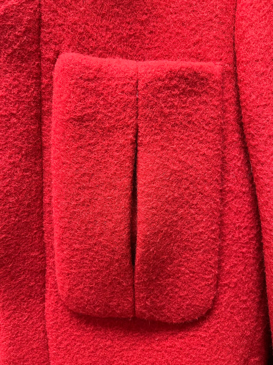 Raf Simons Cherry Red Wool Full Length Trench Coat