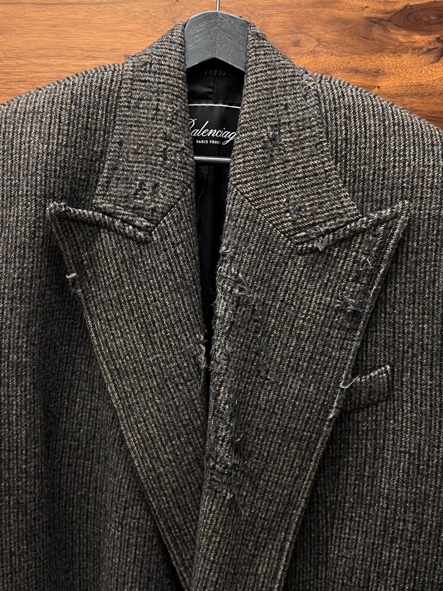 SS2021 Balenciaga Oversized ‘Shoulder-Pad’ Wool/Tweed Distressed Overcoat