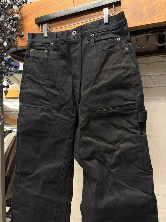 Rick Owens 16oz Japanese Denim ‘Strobe Double Knee’ Black Carpenter Jeans