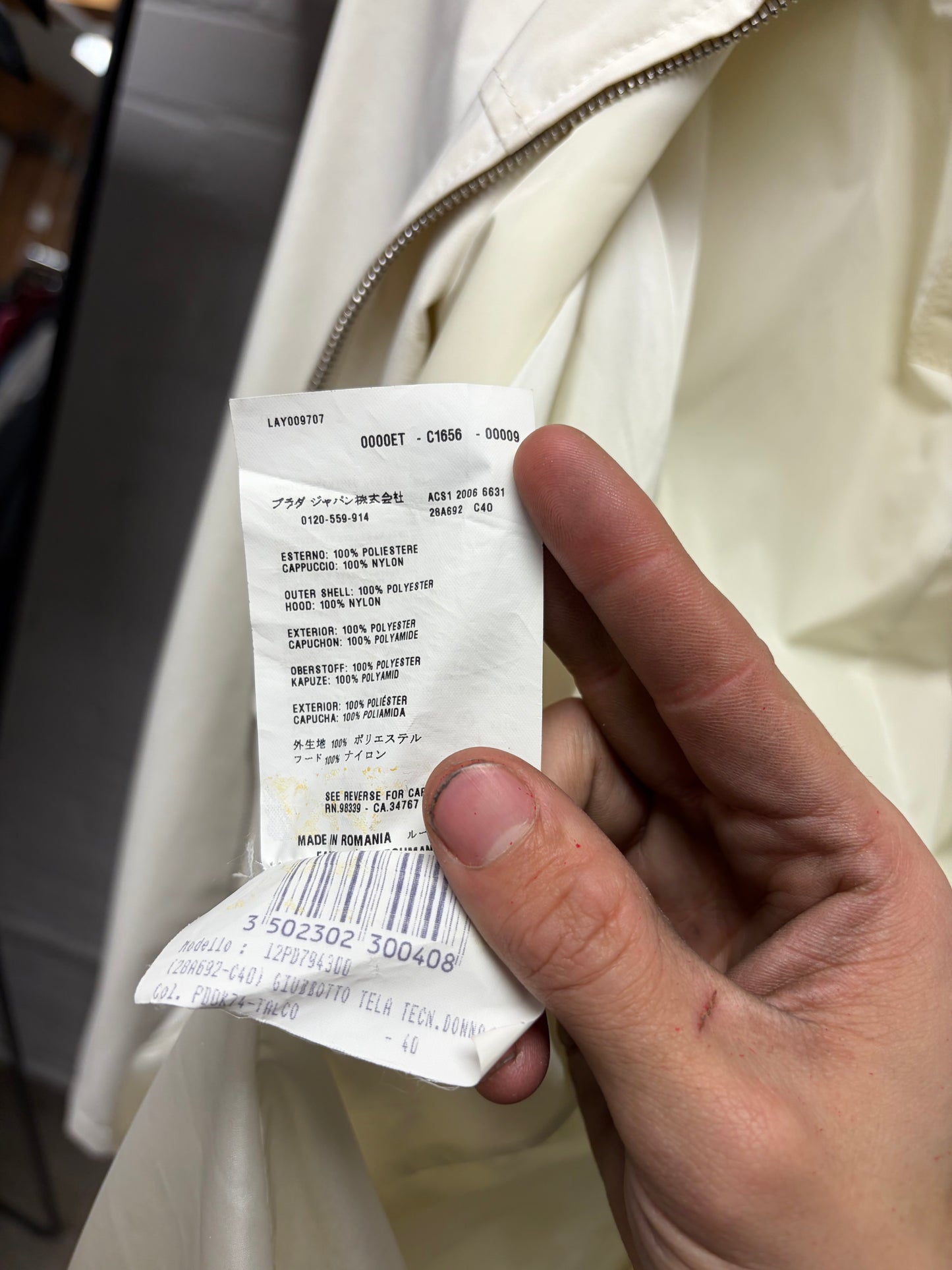SS2000 Prada White Nylon ‘Shell’ Coat