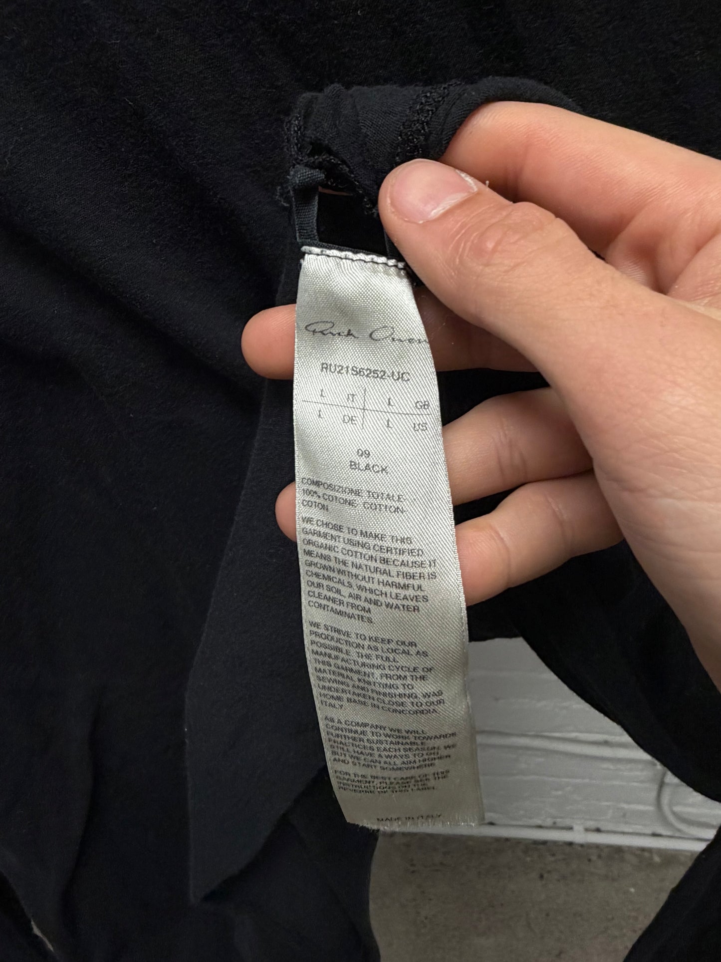 SS2021 Rick Owens ‘Phlegethon’ Black Split Seam Sheer Long Sleeve Shirt