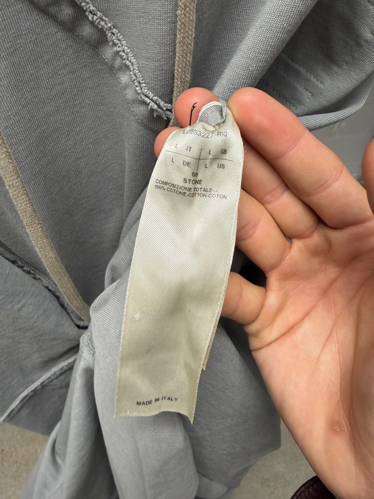 Rick Owens Stone ‘Mishaped’ Asymmetric Stone Drawstring Hoodie