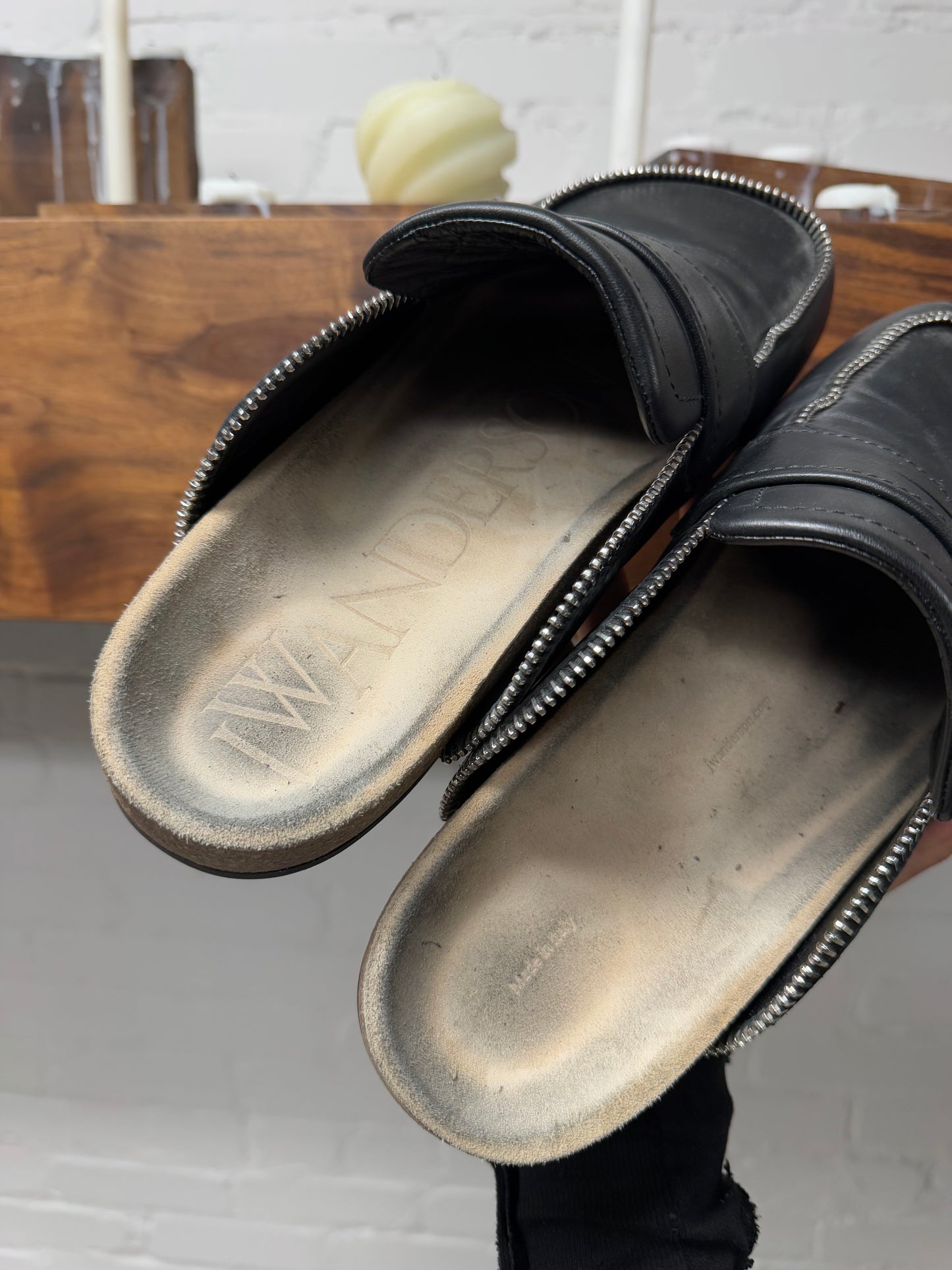JW Anderson ‘Zipper Track’ Leather Slides