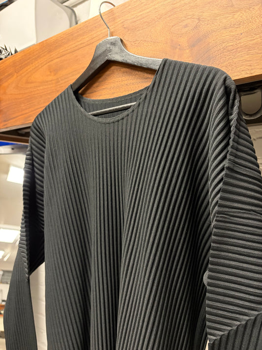 Issey Miyake ‘Homme Plisse’ Pleated Black Long Sleeve Shirt