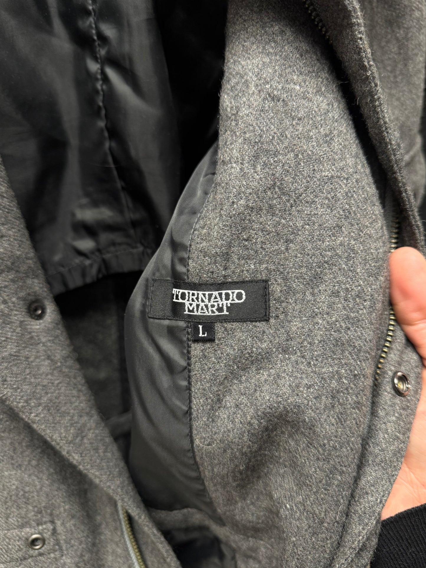 Tornado Mart Fur Hooded Wool MA-1 Pocket Coat
