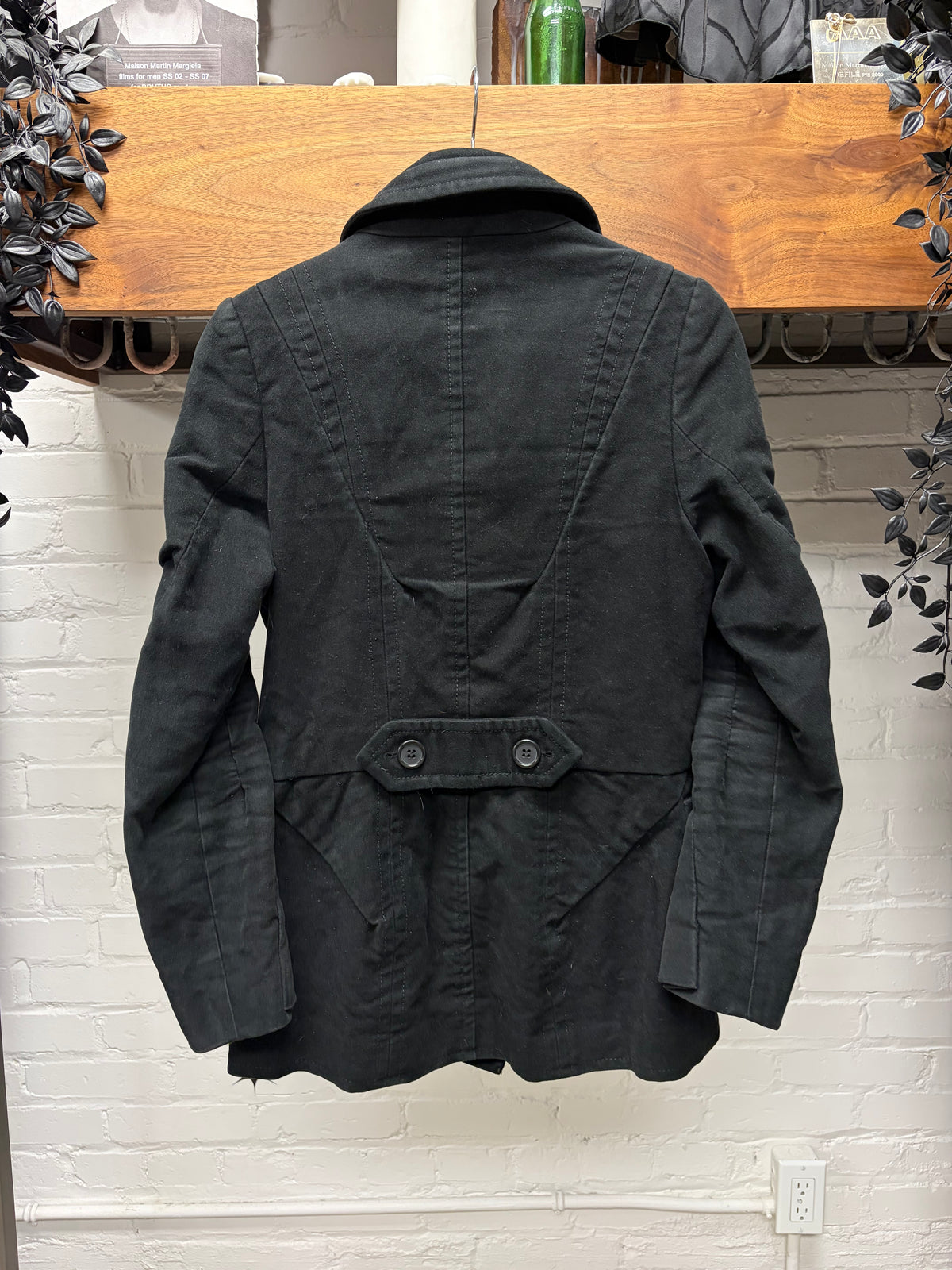 AW2005 Maison Margiela ‘Padded Shoulder’ Black Moleskin Double Breasted Coat