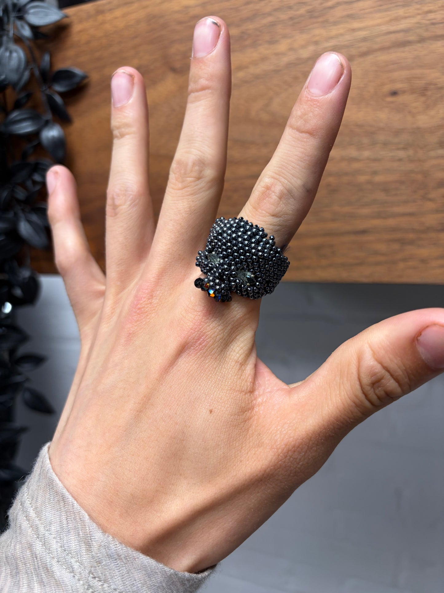 SS2015 Undercover ‘Glass Bead’ Black Skull Shaped Ring