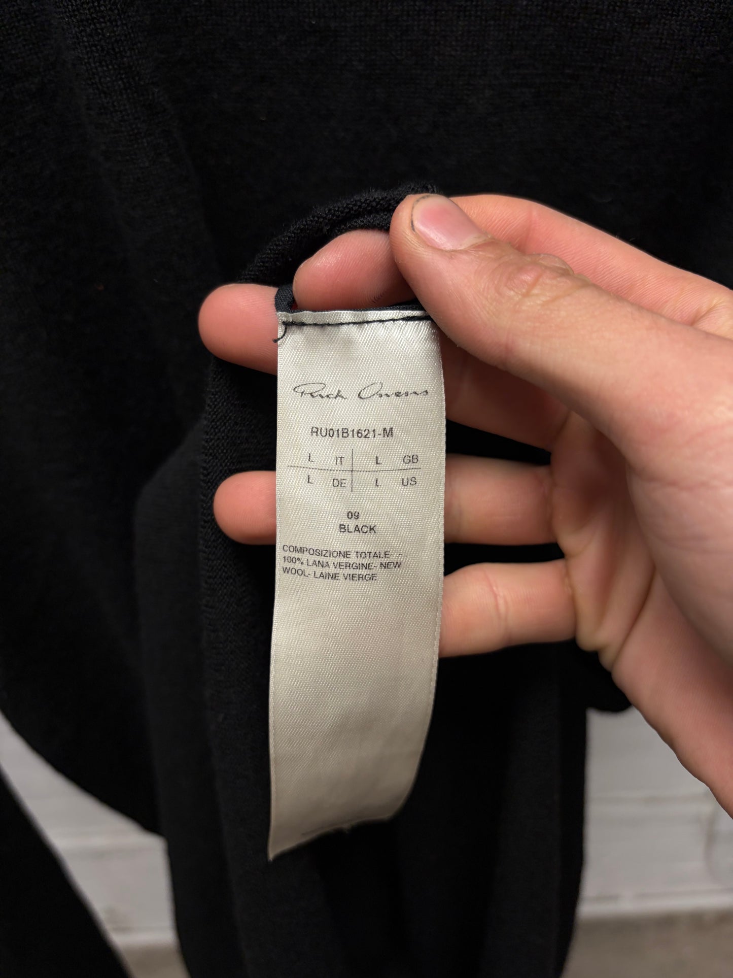 AW2022 Rick Owens ‘Fogachine’ Black Virgin Wool Knit Sweater