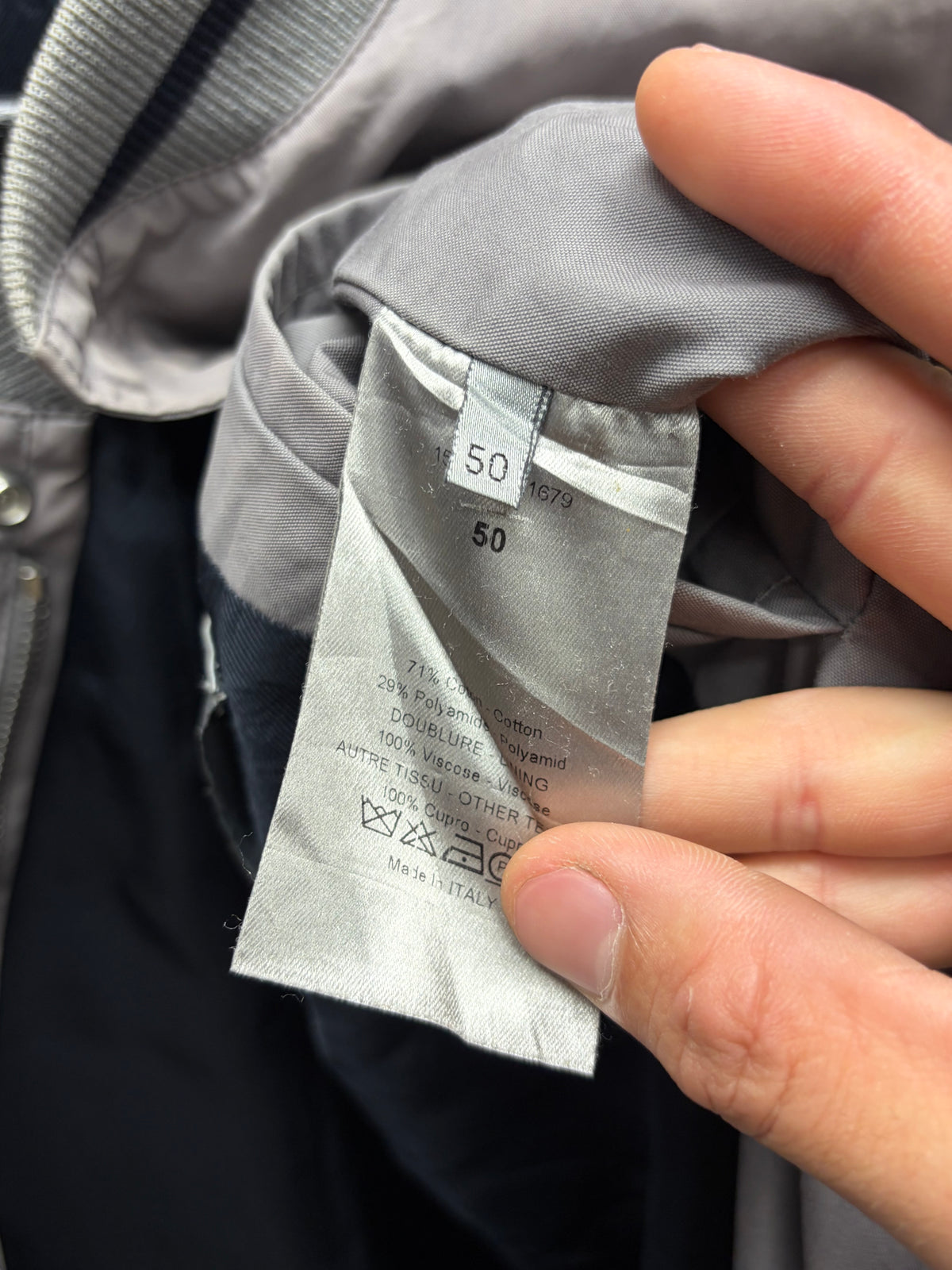 Dior Homme ‘Bee’ Embroidered Logo Grey Bomber Jacket
