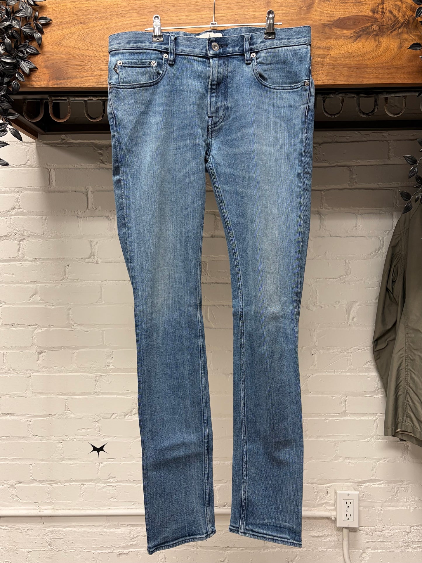 Stone Island ‘Badge Logo’ Washed Blue Skinny Jeans