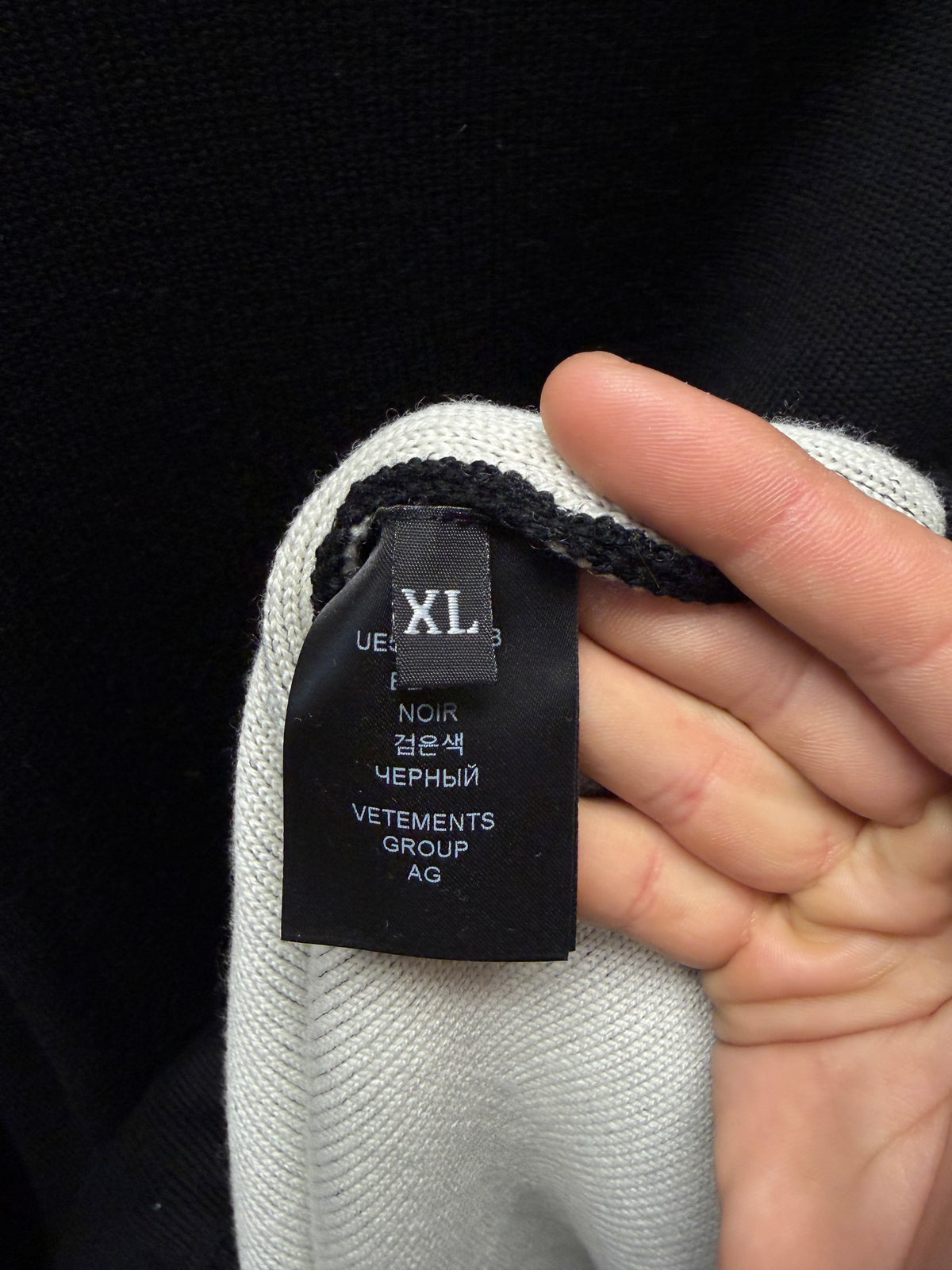 Vetements Drop Shoulder Black Wool ‘Gothic Logo’ Sweater