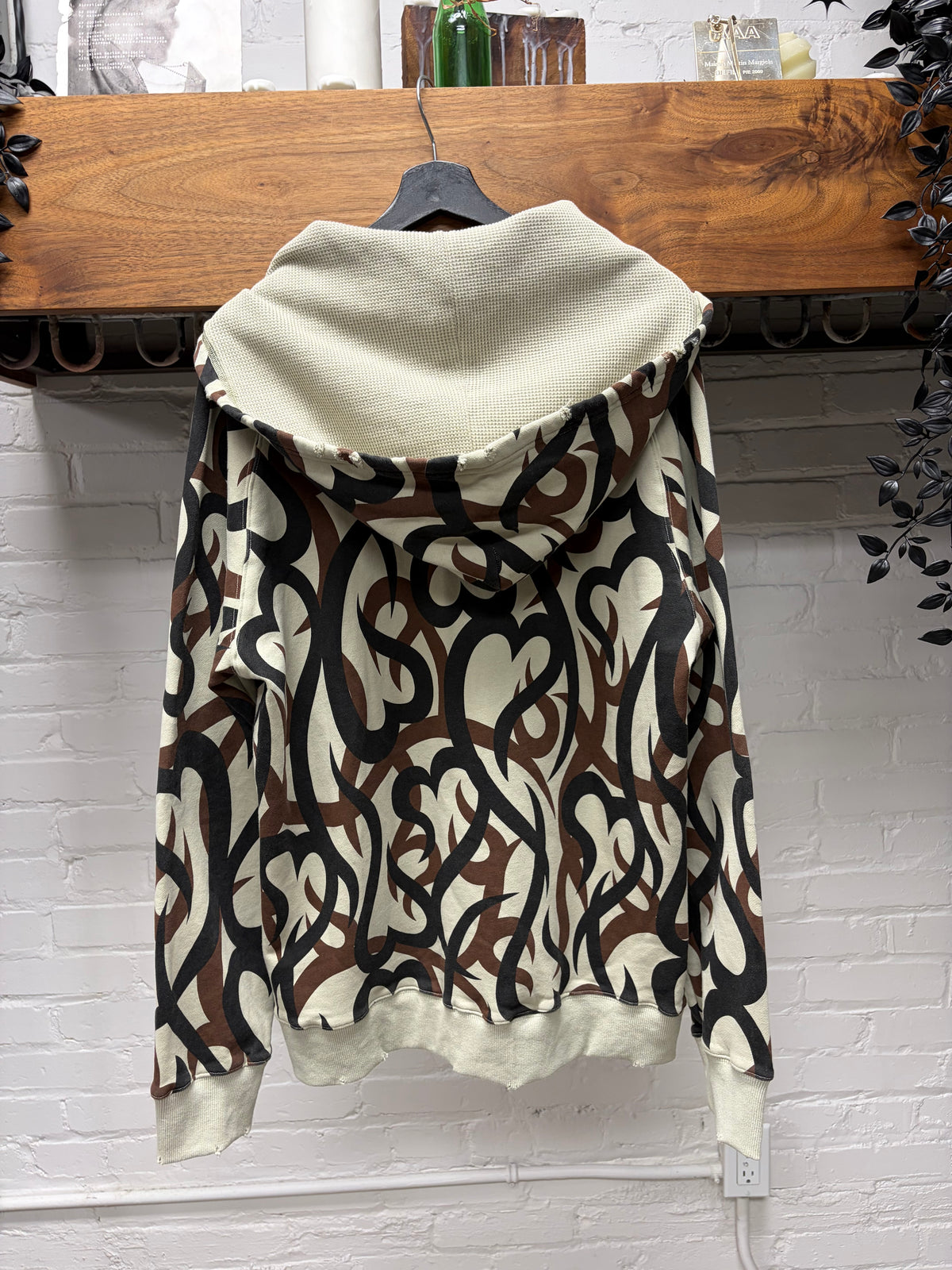 AW2004 Number (N)ine ‘Give Peace a Chance’ Tribal Heart Camouflage Thermal Zip-Up Hoodie