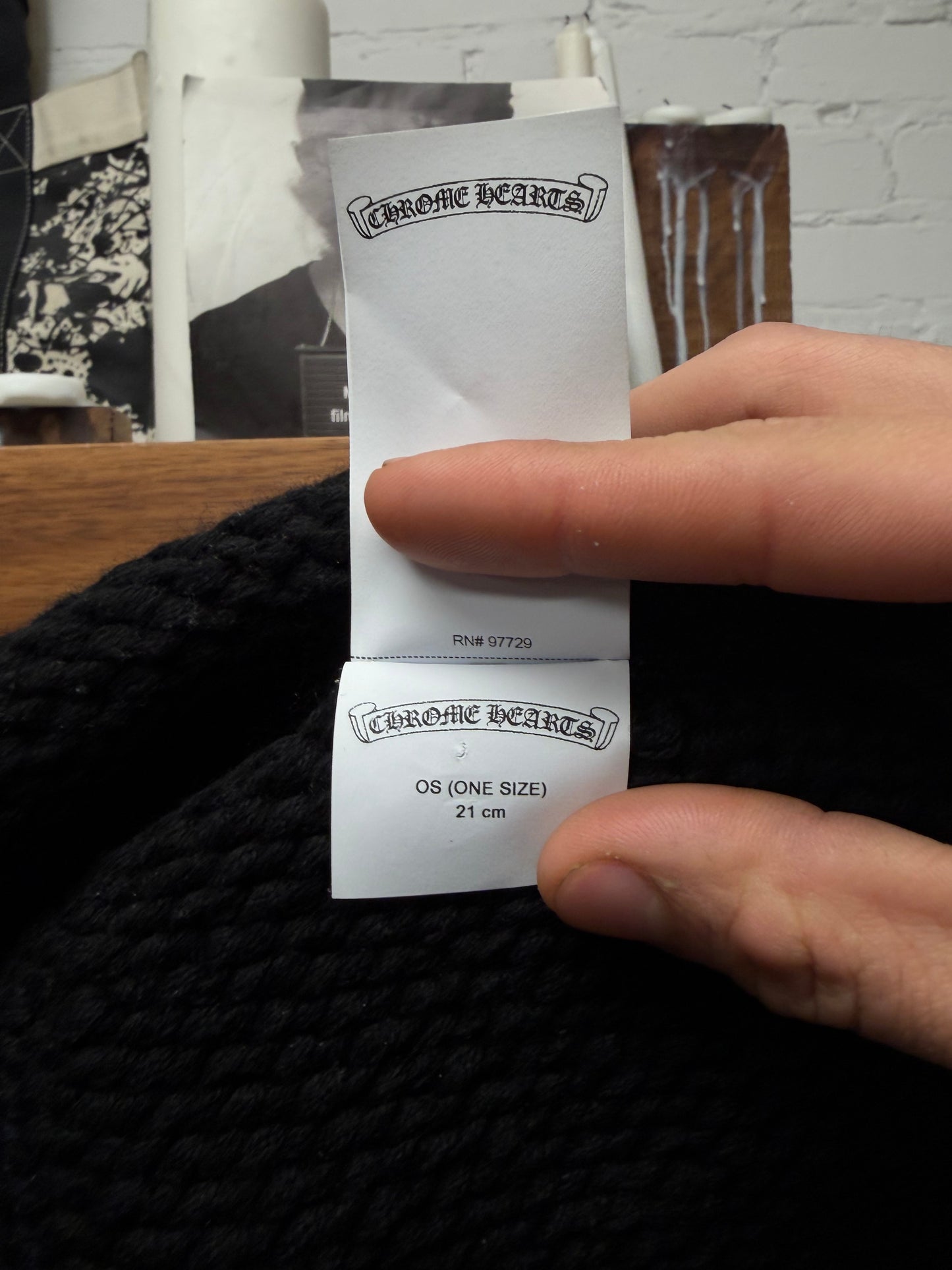 Chrome Hearts Leather Cross Patch Black Cashmere Beanie