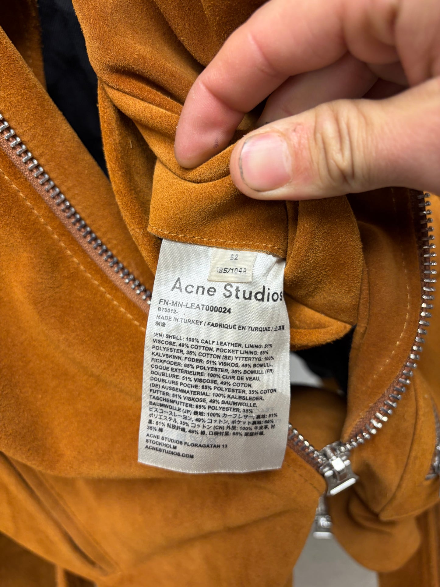 Acne Studios Caramel Brown Suede Biker Jacket