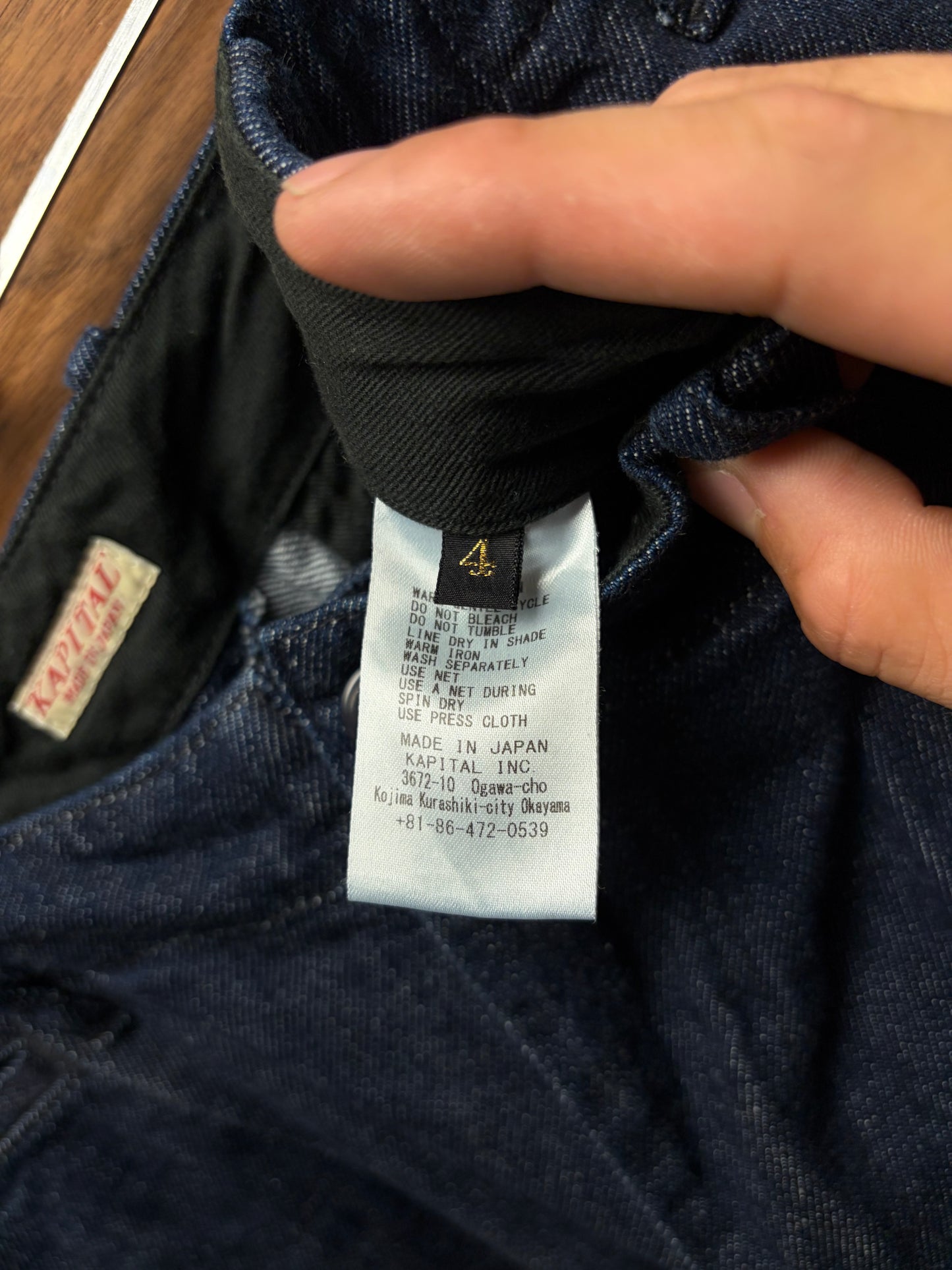 Kapital 11.5oz ‘High Waisted’ Buckle Back Raw Blue Denim