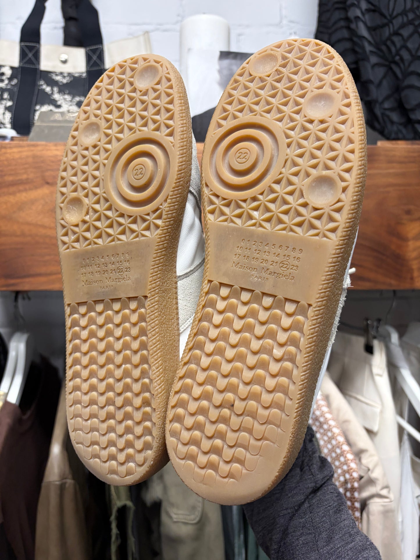 Maison Margiela ‘G.A.T.’ White Suede/Gum Sole Low Top Sneakers