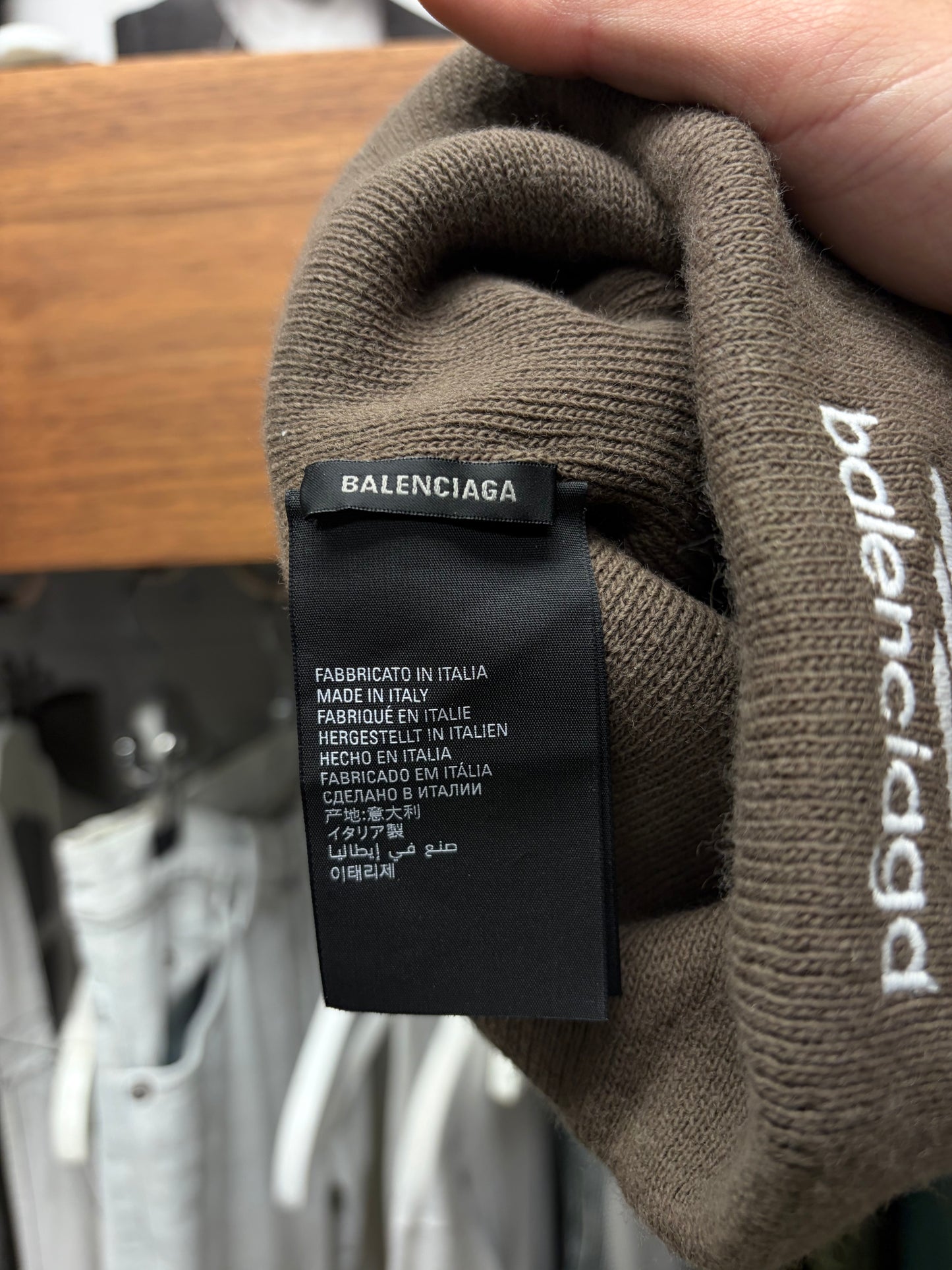 Balenciaga ‘3B’ Sports Icon Logo Brown Ribbed Beanie