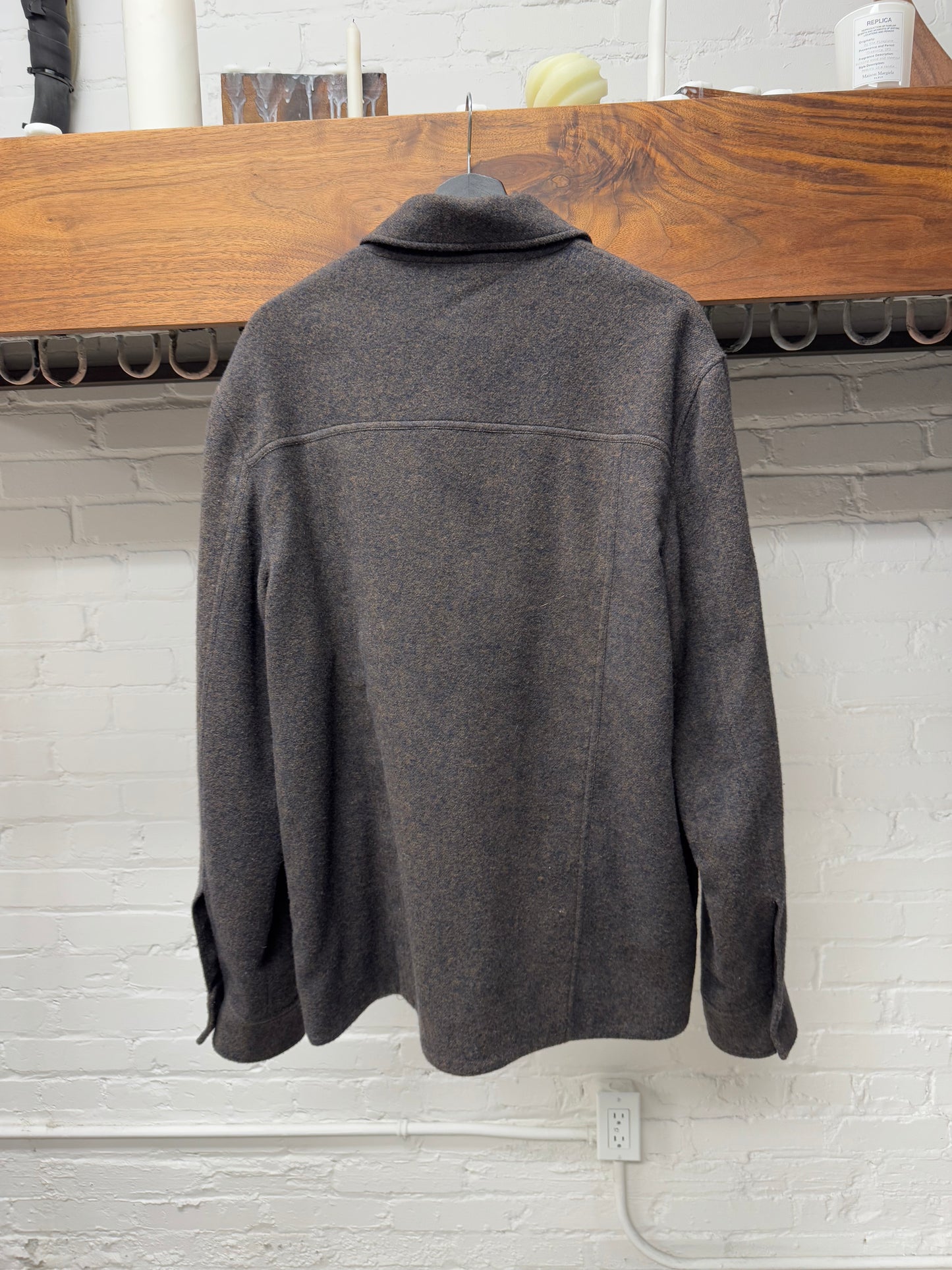 Vintage Helmut Lang ‘Felted Wool’ Brown Button Snap Work Jacket